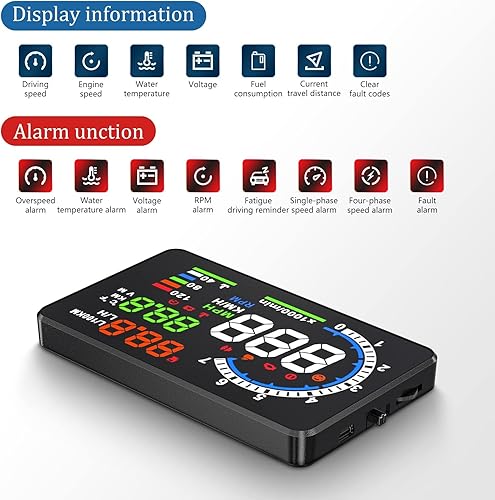 Miniatura 3 de Pantalla frontal para automóviles, velocímetro digital para coche A8 con función OBD, pantalla grande de 5.5 pulgadas, velocímetro HUD para todos