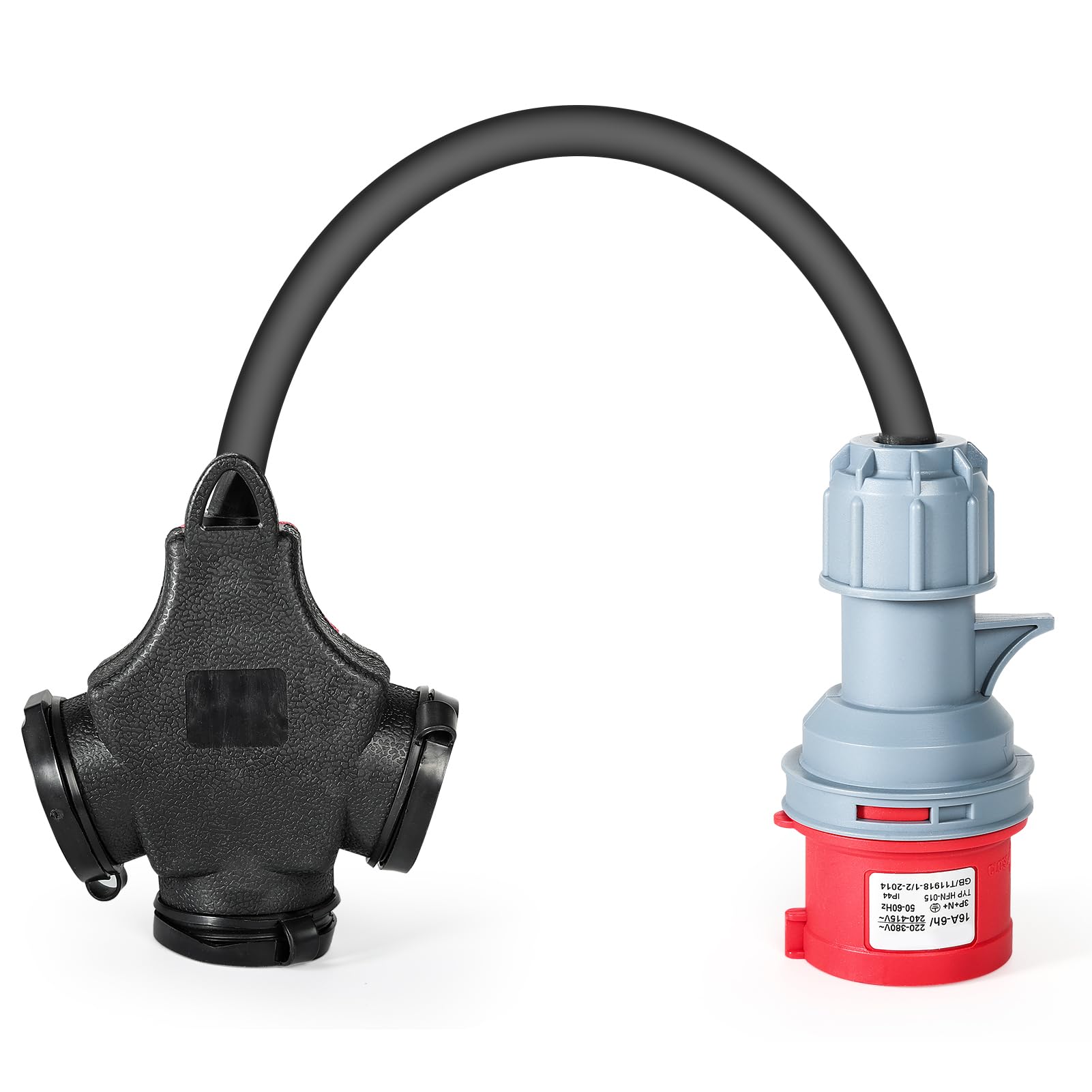 Jadeshay Enchufe Camping 16A 400V Adaptador Industrial con Toma Schuko y Enchufe CEE 5 Pines Cable Adaptador IP44 Impermeable Adaptador Industrial para Exterior Obra de Construcción Caravana Barco