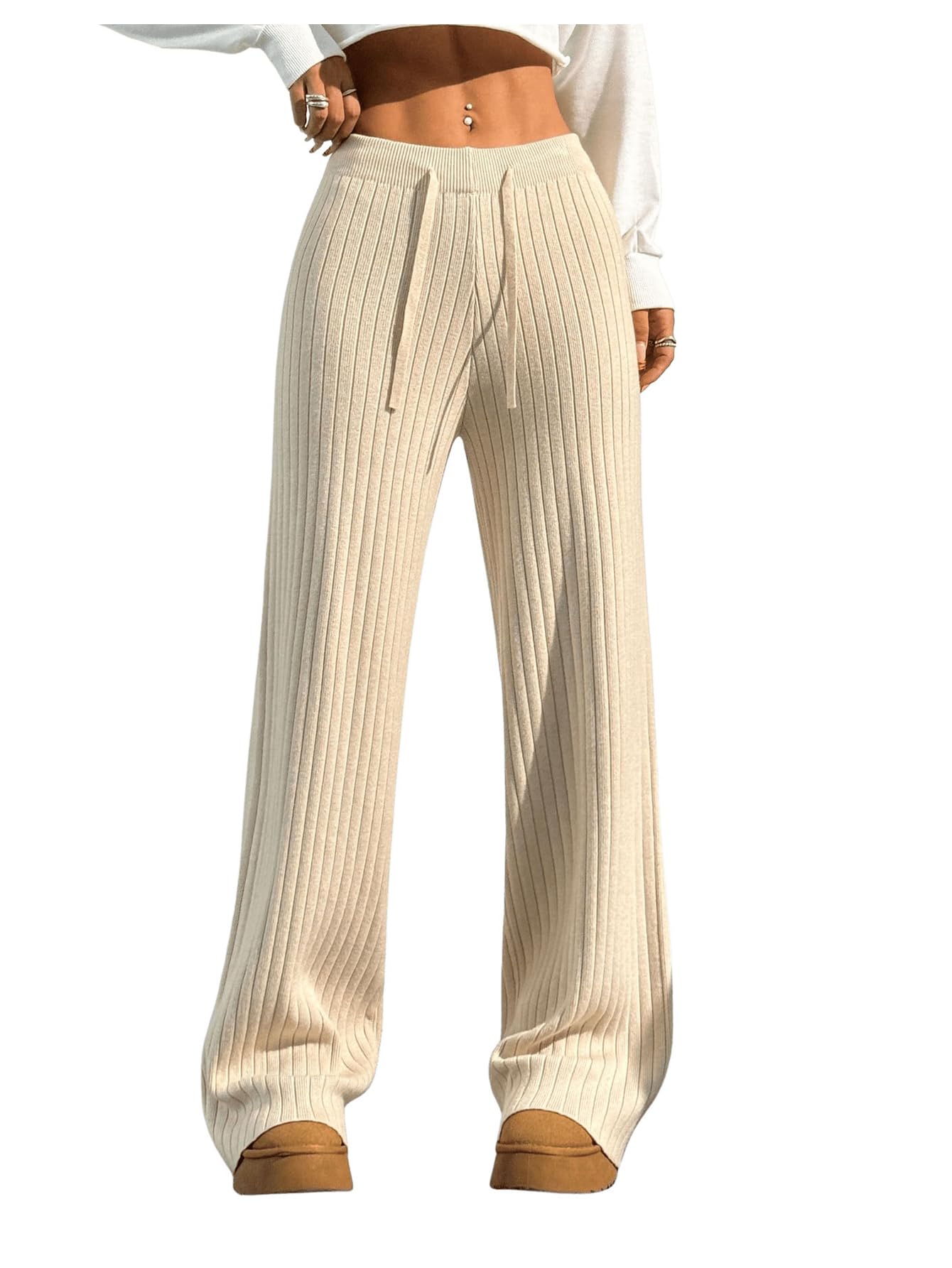 Verdusa Women's Straight Leg Baggy Sweatpants Comfy Lounge Pants Wide Leg Yoga Workout Knit Trousers Fall Outfits 2025