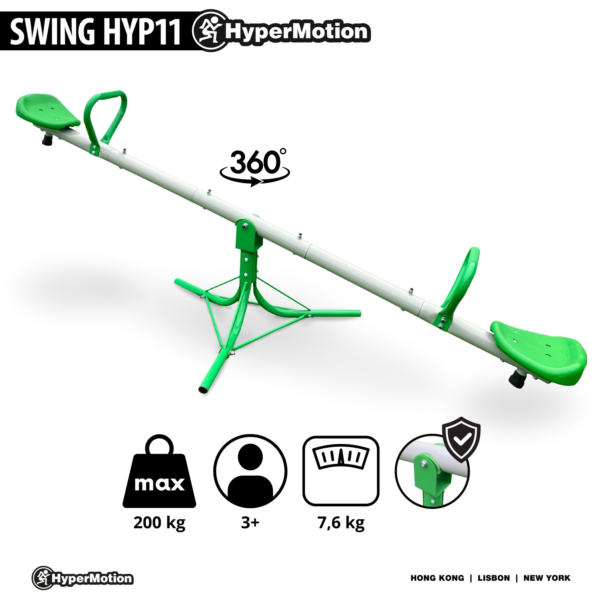 Columpio 2 En 1 HyperMotion Con Giro 360° Y Equilibrio Para 2 Niños – Estructura De Acero, Capacidad 90 Kg, Para Jardín Y Exteriores