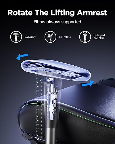 Miniatura 7 de AutoFull Silla de videojuego, silla de oficina, silla de escritorio con soporte lumbar ergonómico, estilo de carreras, cuero sintético, respaldo