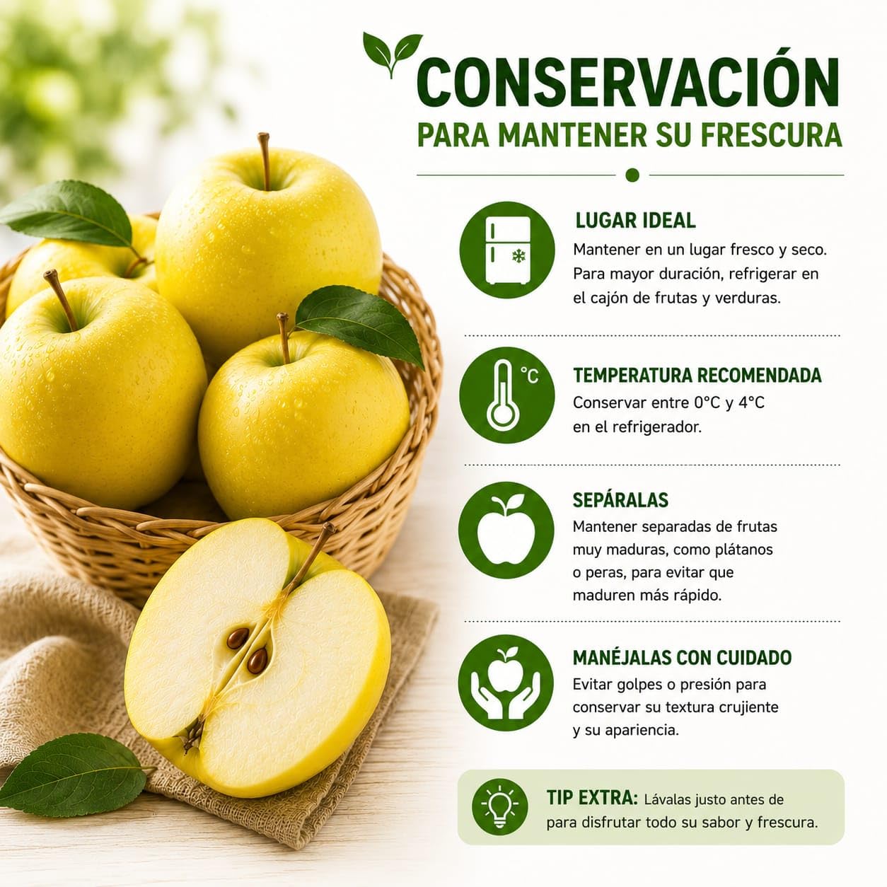 Manzanas Golden Frescas 9 kg – Dulces, Crujientes y Jugosas – Ideales para Consumo Diario, Postres y Zumos – Envío Directo del Productor