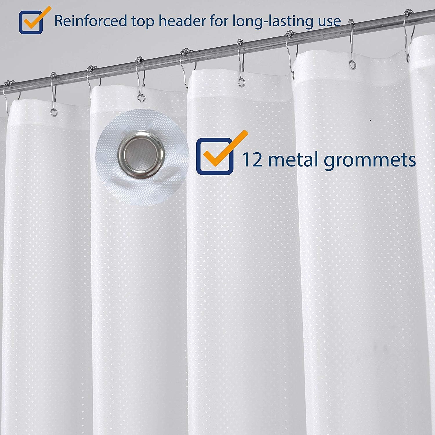 N&Y HOME Soft Textured Shower Curtain + Fabric Shower Liner