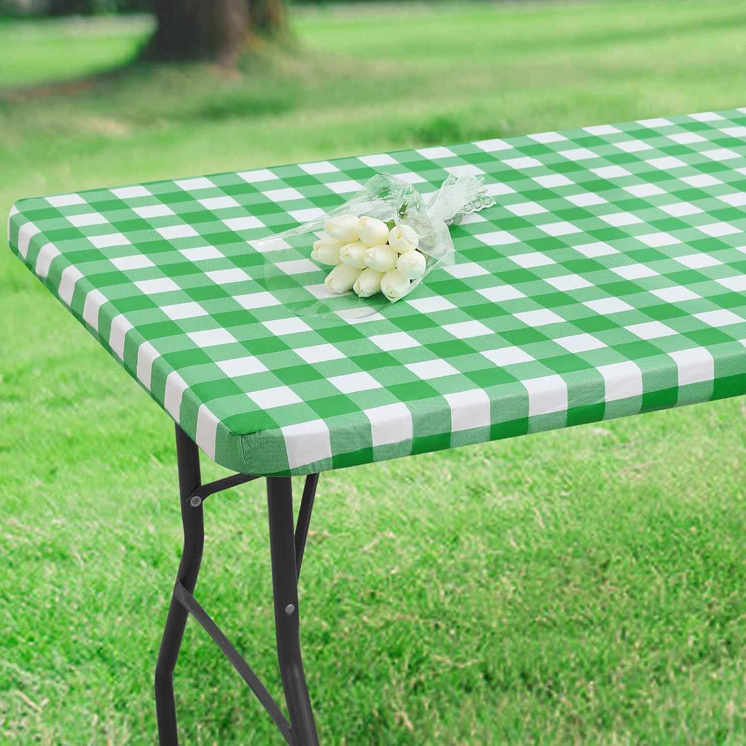 smiry Rectangle Table Cloth Cover, Elastic Waterproof