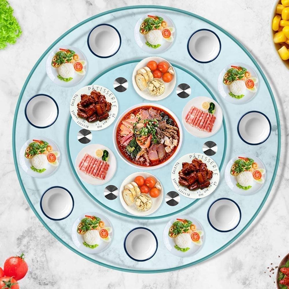 60/70/80/85/90/100/110/120 Cm Plateau Tournant en Verre Trempé Rond Clair Plateau de Service Support Rotatif Cuisine Table à Manger Plateau, Plateau Tournant en Acier Inoxydable,60cm/23.6in