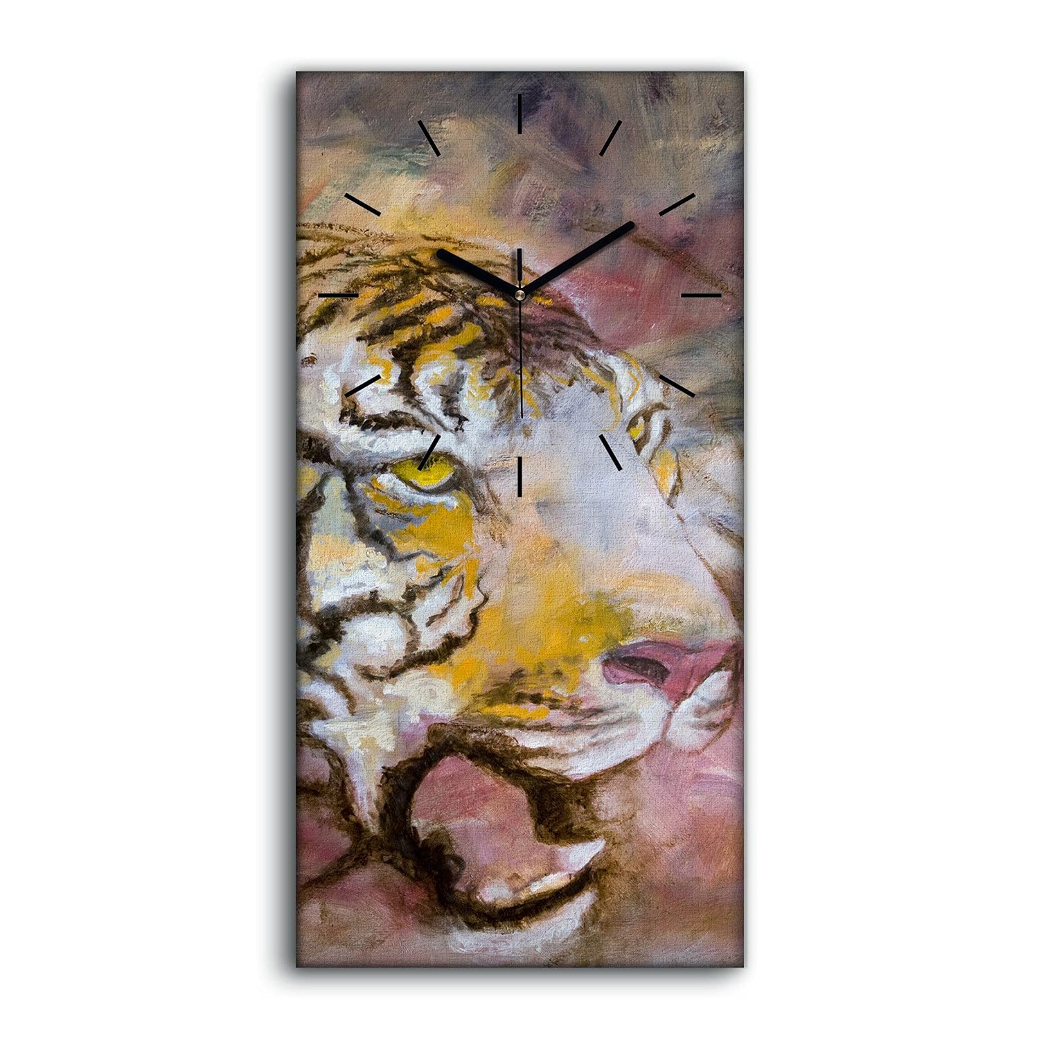 Horloge sur Toile sans Bruit 30x60cm Image Art Moderne Rouge pour Chambre