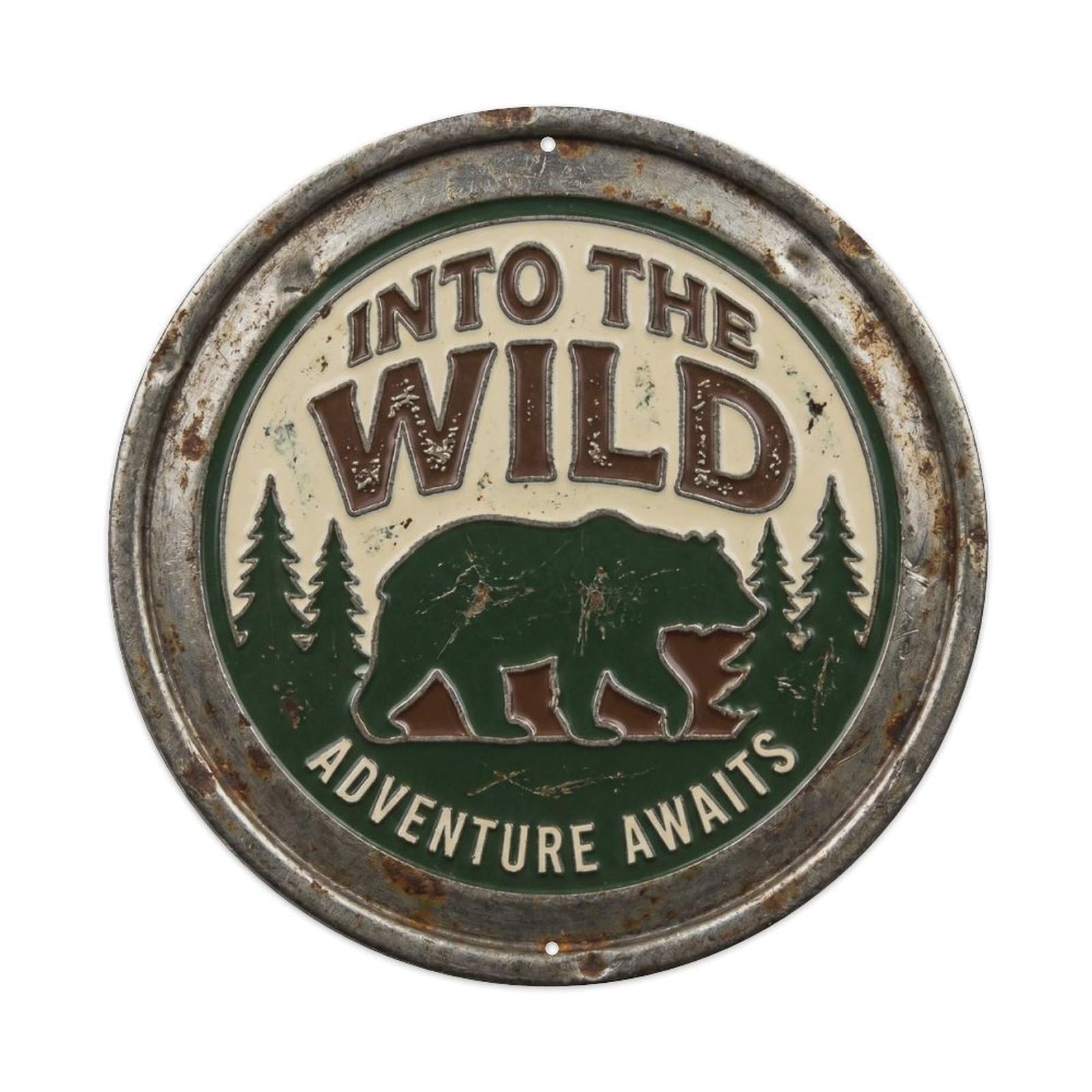 Into Wild Vintage Workshop Accessory Retro Slogans Metal Tin Sign Plaque Wall Decor for Cafe, Club, Garden Round Metal Poster 8x8Inch