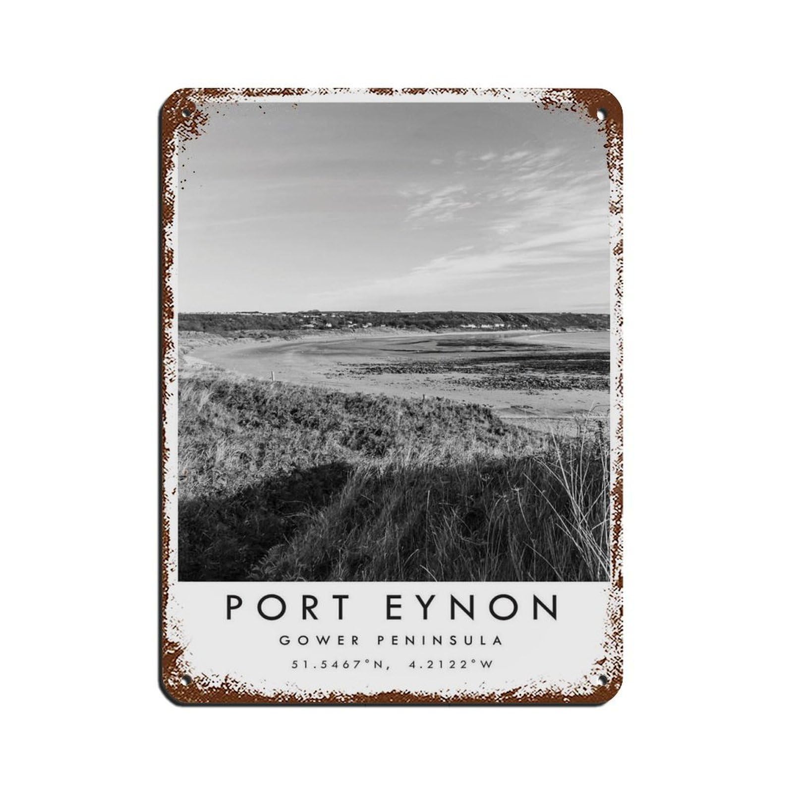 Port Eynon Gower Travel, Gower Peninsula Retro Poster Metal Tin Sign Chic Art Retro Iron Painting Bar People Cave Cafe Family Garage Poster Wall Decoration 12x16inch(30x40cm)