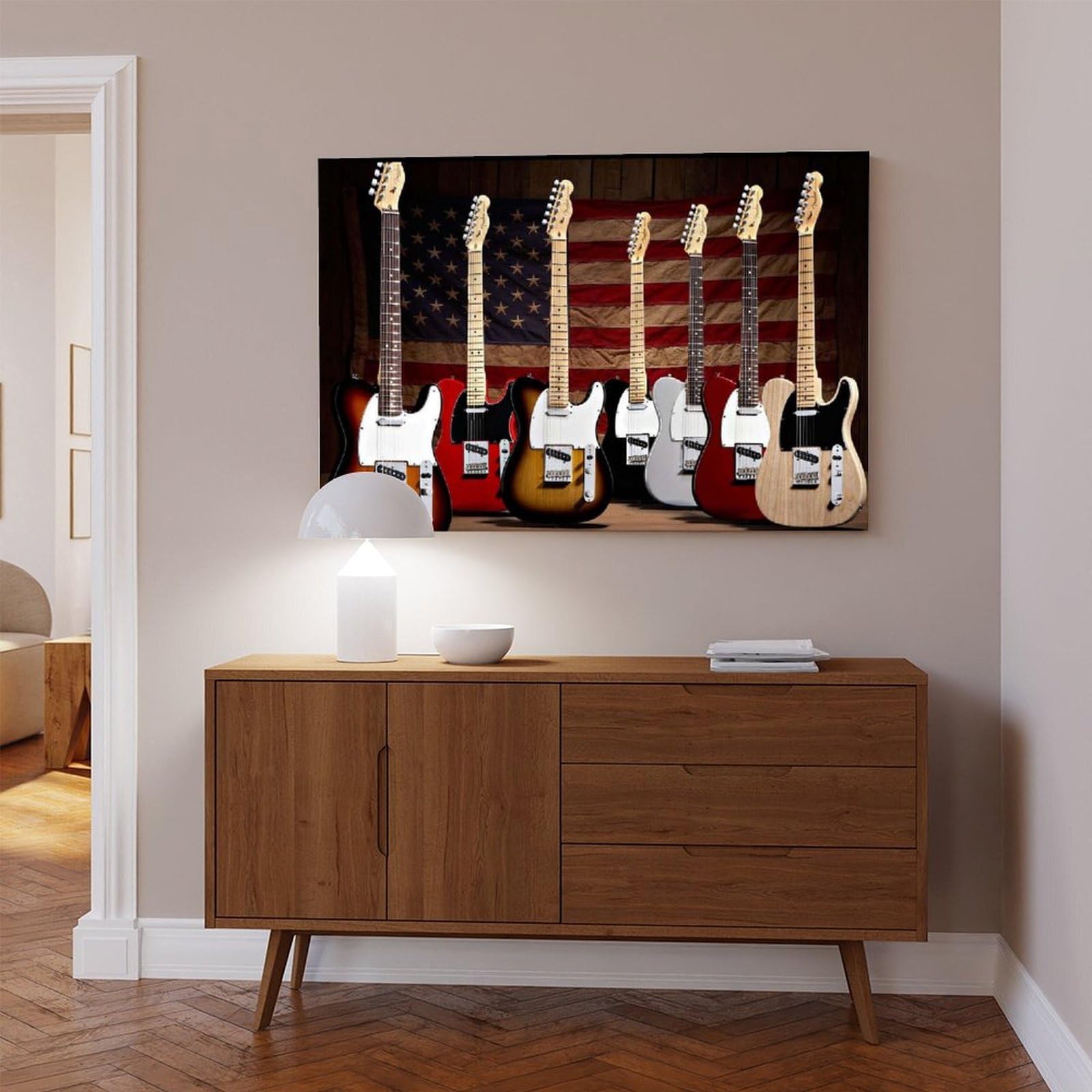 Stampa su tela con chitarra elettrica, decorazione per sala musicale, poster per camera da letto, decorazione per ufficio, camera da letto, regalo, 61 cm L x 91,4 cm W