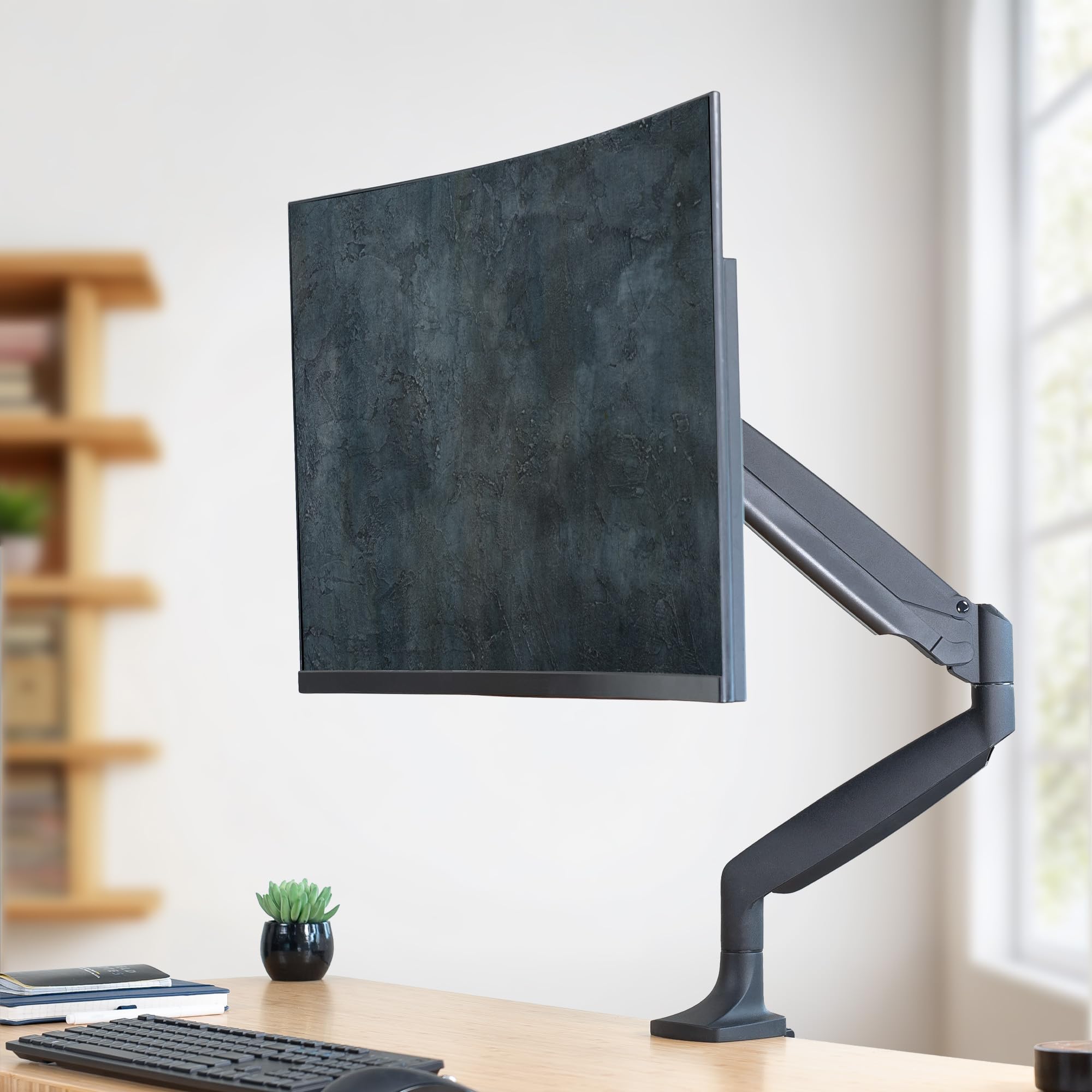 VIVO STAND-V001Q - Supporto da scrivania articolato per monitor singolo, in alluminio, regolabile in altezza, con braccio pneumatico, adatto a schermi fino a 32"