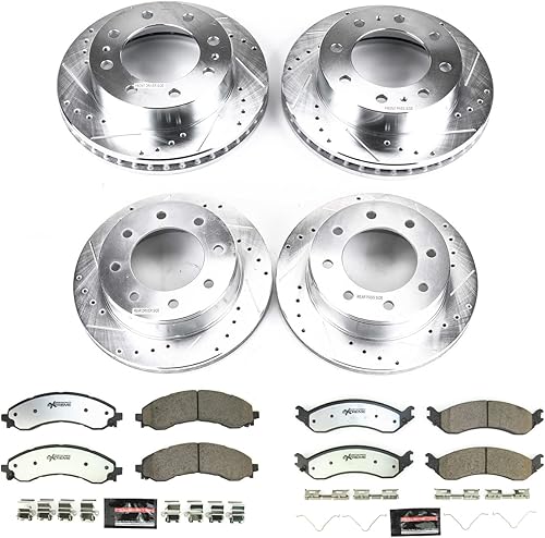Miniatura 2 de Power Stop Pastilla de freno de cerámica de fibra de carbono delantera y trasera K8798-36 con kit de rotor perforado y ranurado Z36 camión y remolque