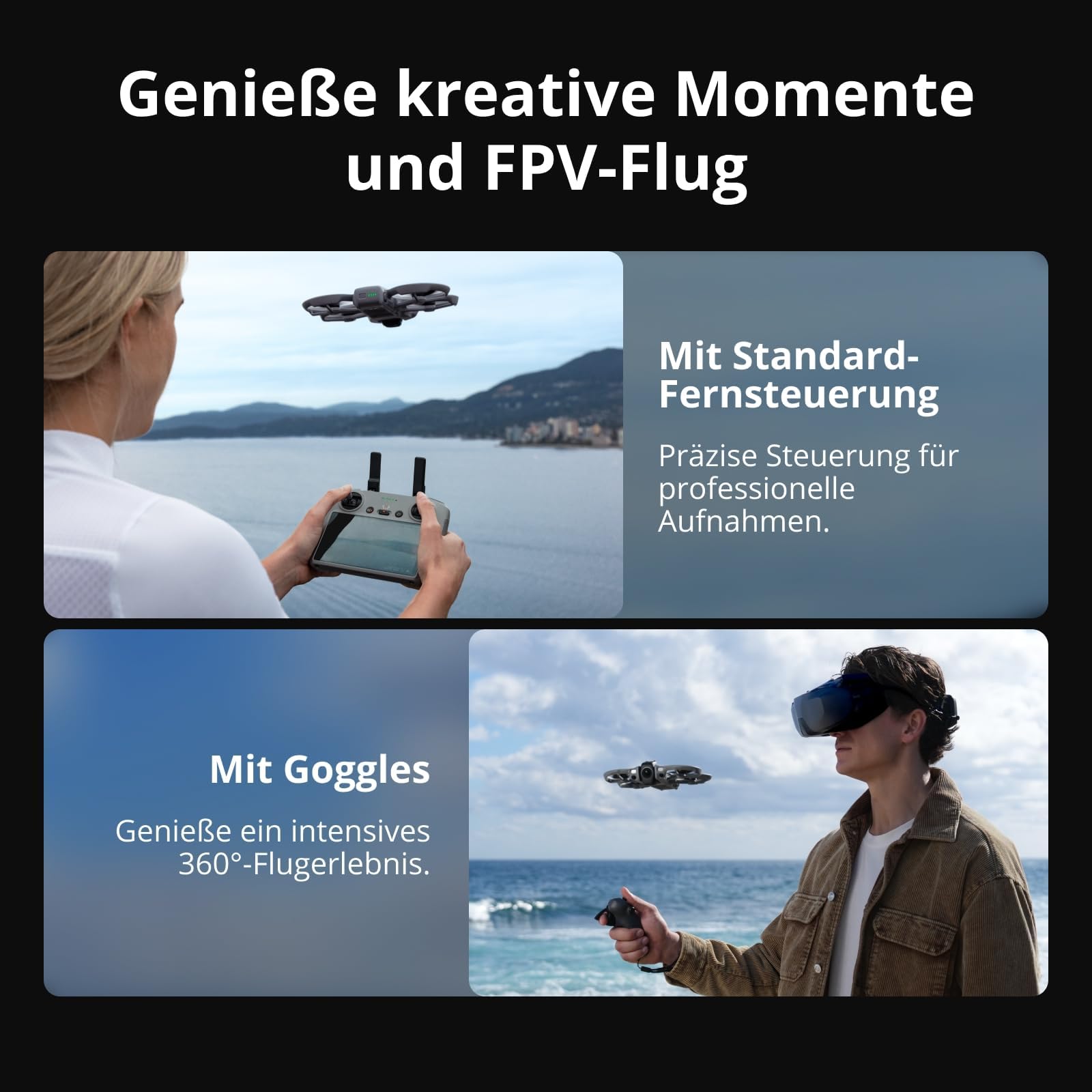 DJI Avata 360 Motion Fly More Combo mit Vielseitiges Zubehör, 360°-Drohne mit 1-Zoll-8K-360°-Imaging, 360°-Kameradrohne mit Propellerschutz. Enthält Goggles N3 und RC Motion 3
