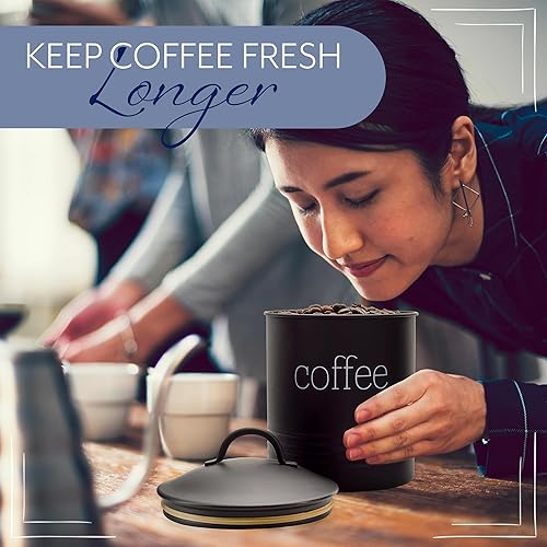 Miniatura 8 de AuldHome - Recipiente de harina negra esmaltada almacenamiento moderno de grapas estilo granja para cocina