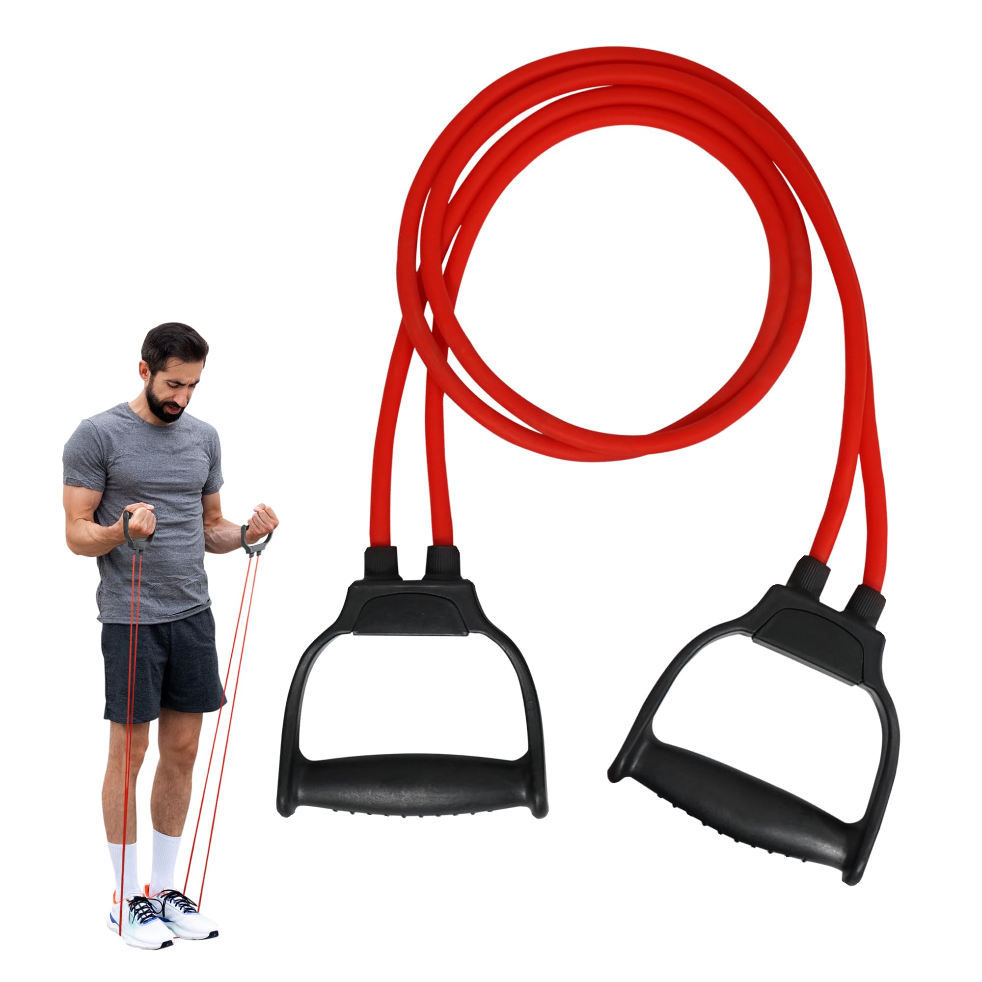 LOVOCAL Soft Solo Toning Tube Latex Exerciser Double Resistance Heavy Quality Pull Rope Elastic Rubber Exercise Band for Stretching, Workout Workout | Home Gym and with Grip (Multicolor) (RED) (B0CCS27T75) Amazon Price History, Amazon Price Tracker