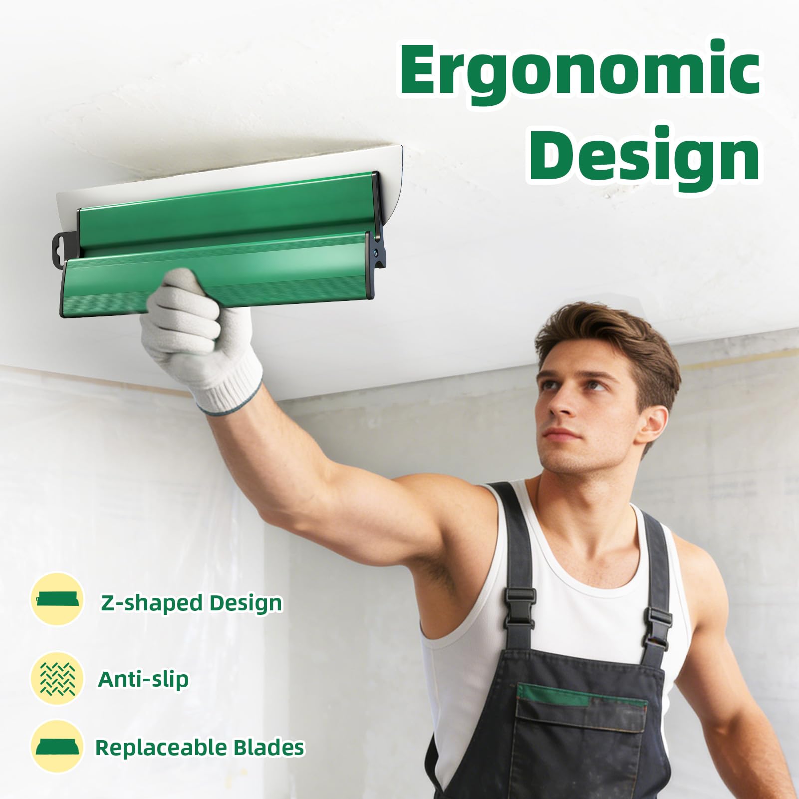 Sararoom Flächenspachtel Set, Spachtel Werkzeug, Trockenbau Spachtel (25 40 60 80 cm) und 84cm-150cm Teleskopstange | Glättungsspatel Kit mit 3 Malerspachtel für Verputzen von Wänden & Decken, Tapeten