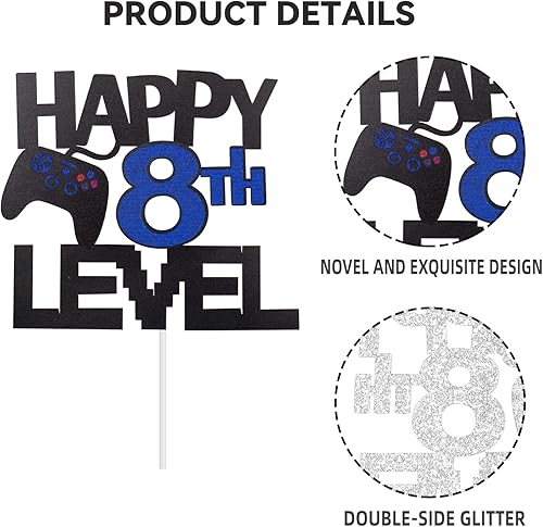 Miniatura 4 de Decoración de pastel de videojuegos para decoración de cumpleaños de 30  nivel  Decoración de pastel de videojuegos con purpurina de 30 años
