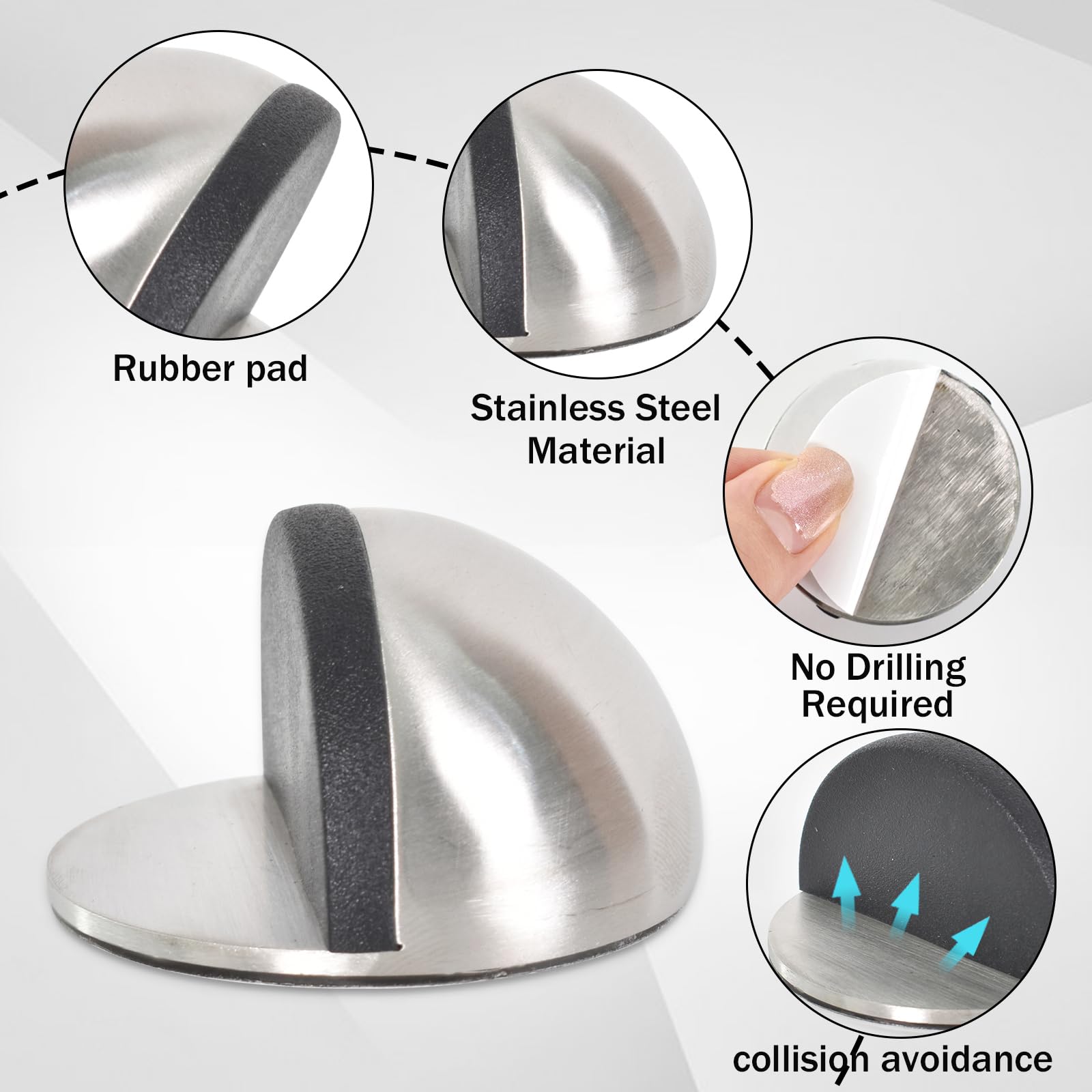 6 Fermaporta Trasparenti Autoadesivi - Per Pavimenti Duri, Facili Da Applicare - Foto 6