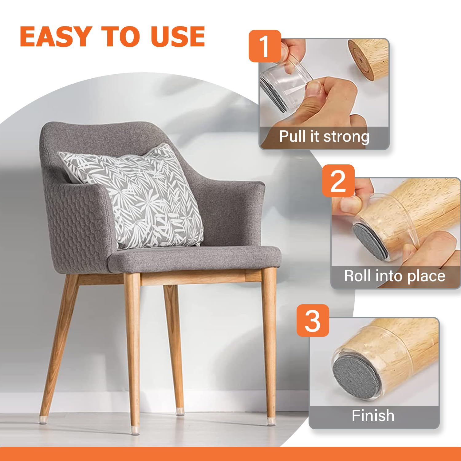 32pcs Gommini per Sedie, Tappini per Gambe Sedia Silicone(Trasparente), Rotondi Feltrini Feltrino per Sedie, per Proteggere i Pavimenti da Graffi e Rumori(Adatto per: 33-50mm)