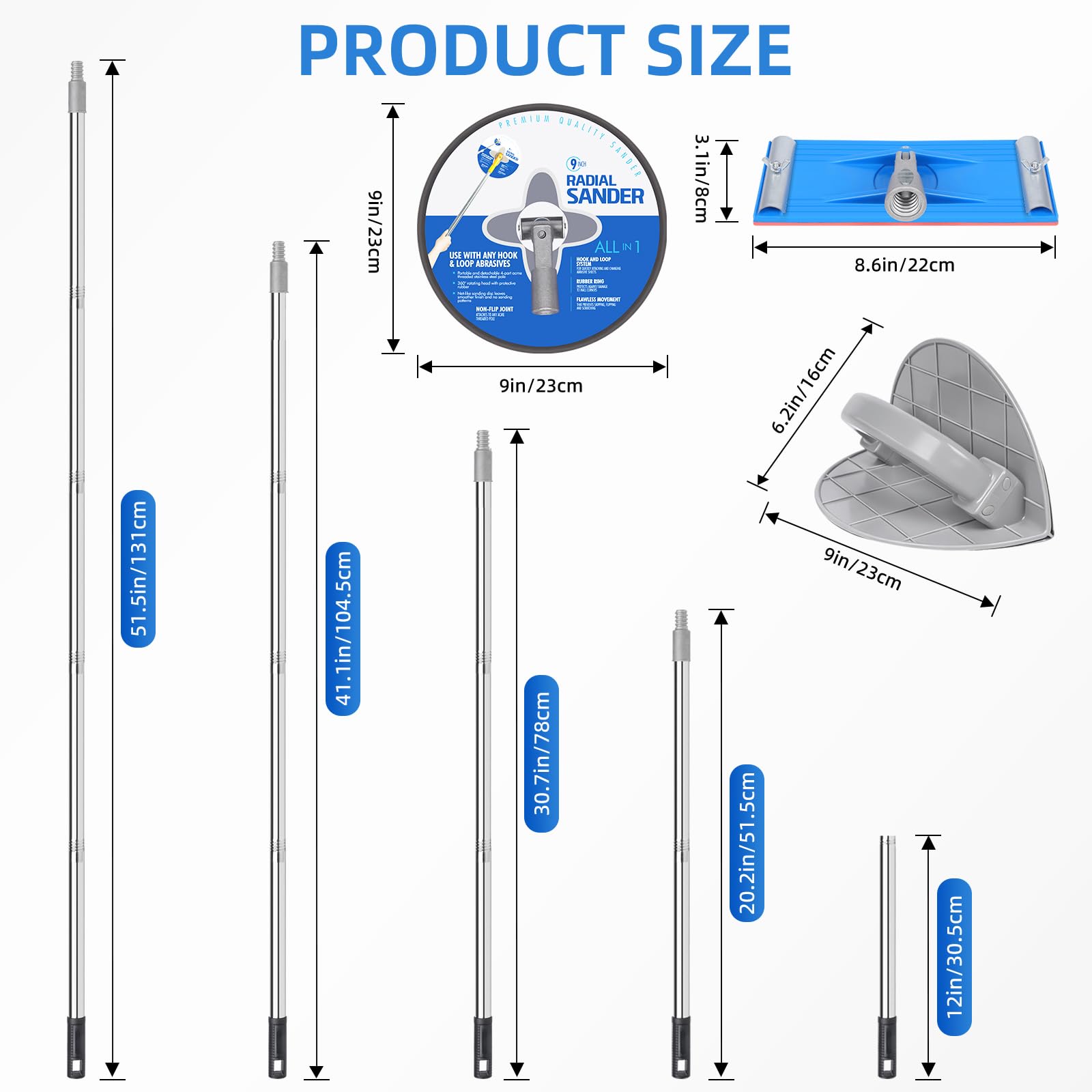 Kit de lijadora de poste de yeso con lijadora de detalles de mano, herramientas de lijadora de pared para preparación de pintura, lijado de esquinas y extracción de techo de palomitas de maíz