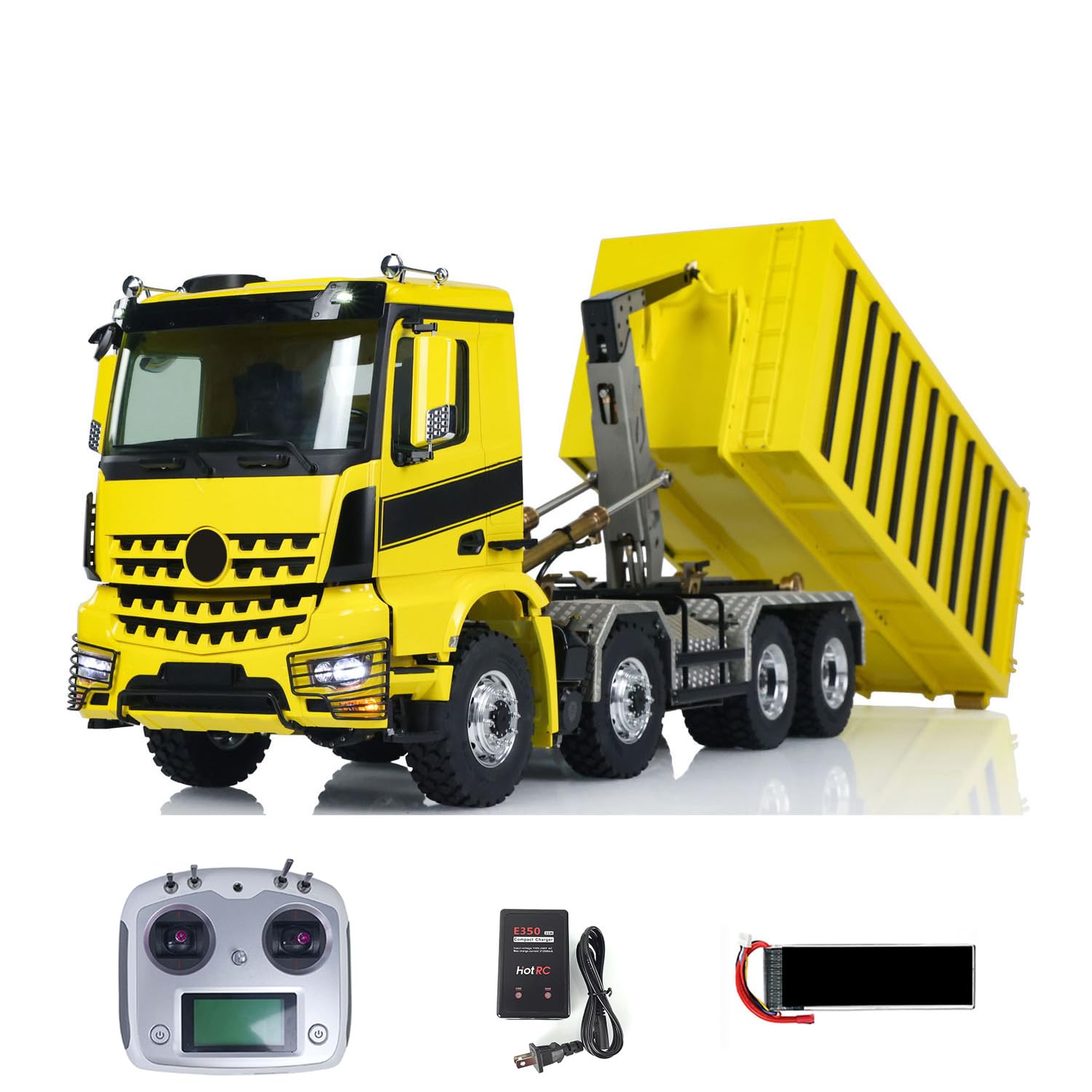 LESU 1 14 Hydraulic RC Dump Truck Metal Roll On Off Tipper Waste Bin Car RTR 2-Speed Transmission