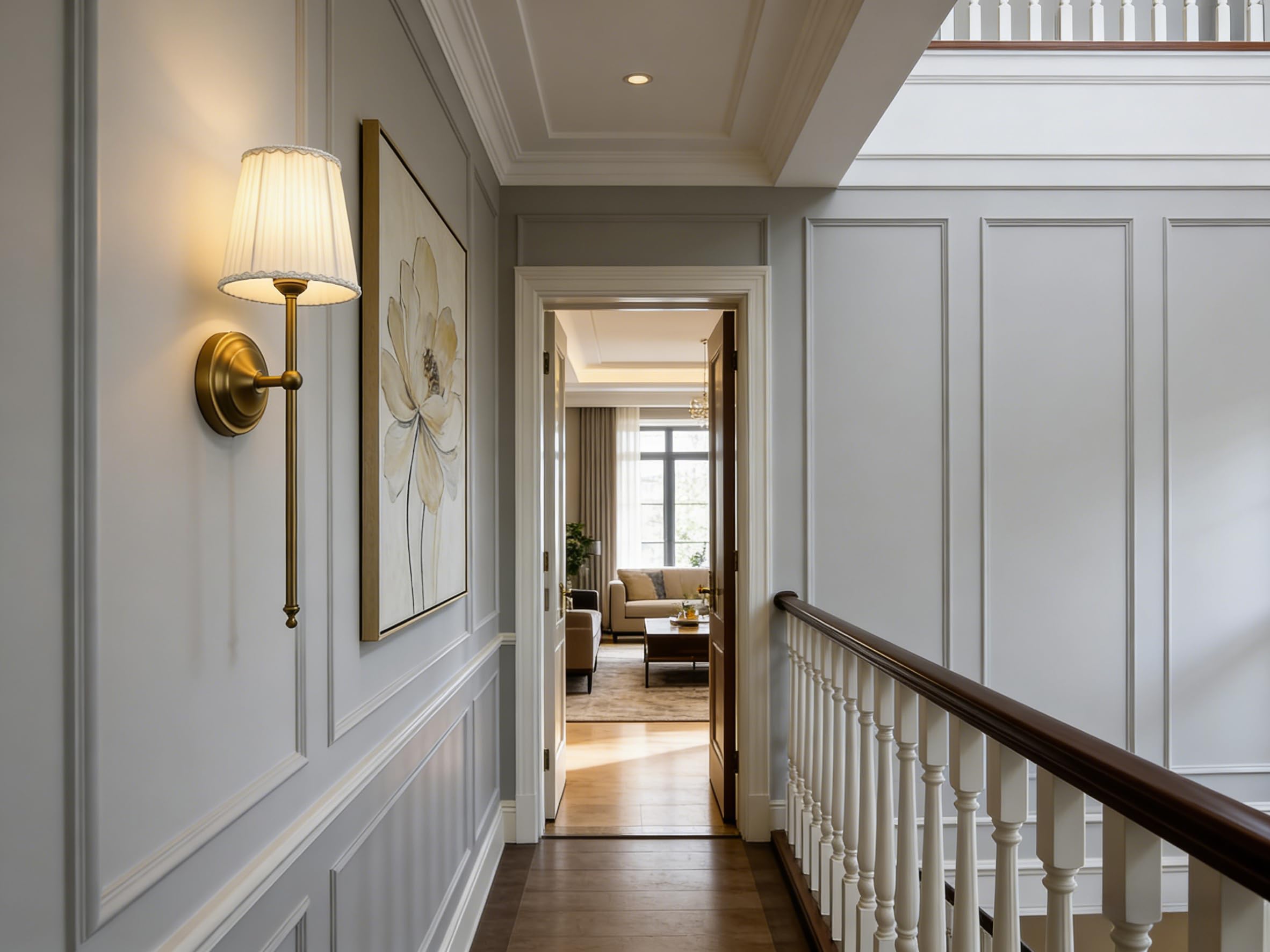 Wall Sconce Lighting Pleated Beige White Gauze Fabric Boho Decor Industrial Vintage Bedside Nightstand Light Wall Mounted Lamp — view 4