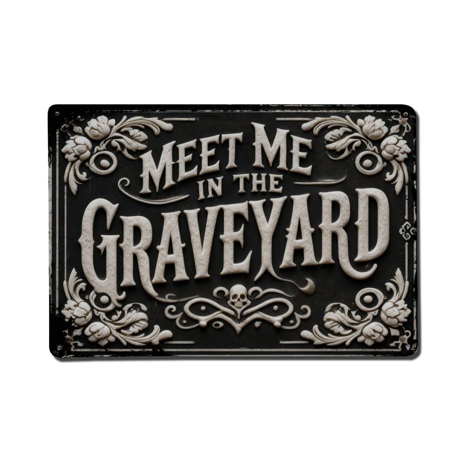 Iageret Vintage Meet Me In The Graveyard Metal Tin Sign Retro Wall Decor, Bar Garage Cafe Kitchen Home Wall Art Poster Decoration 8X12inches