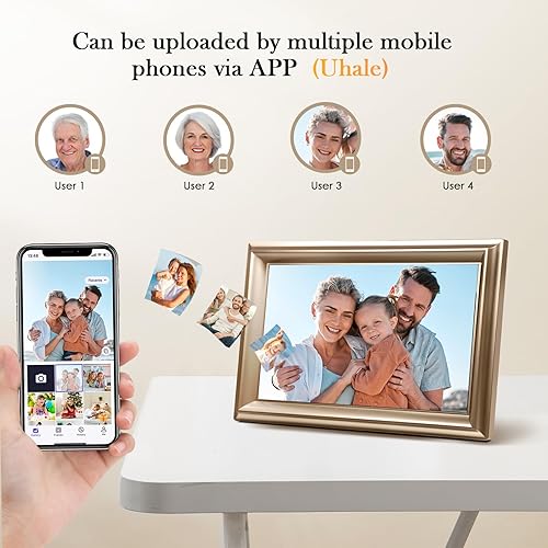Miniatura 25 de Marco de fotos digital WiFi de 10.1 pulgadas, pantalla táctil IPS de 1280 x 800HD, marco de fotos digital electrónico, memoria de 16 GB, rotación