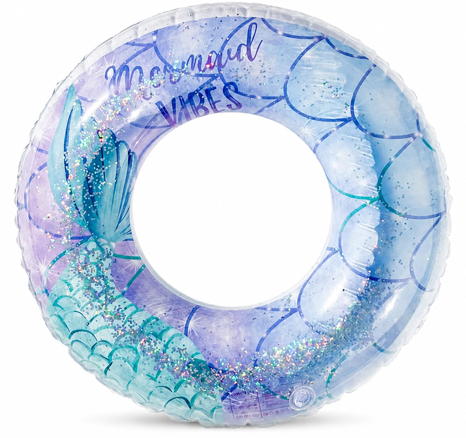 Sequin Mermaid Swim Ring with Transparent Design Inflatable Pool Float