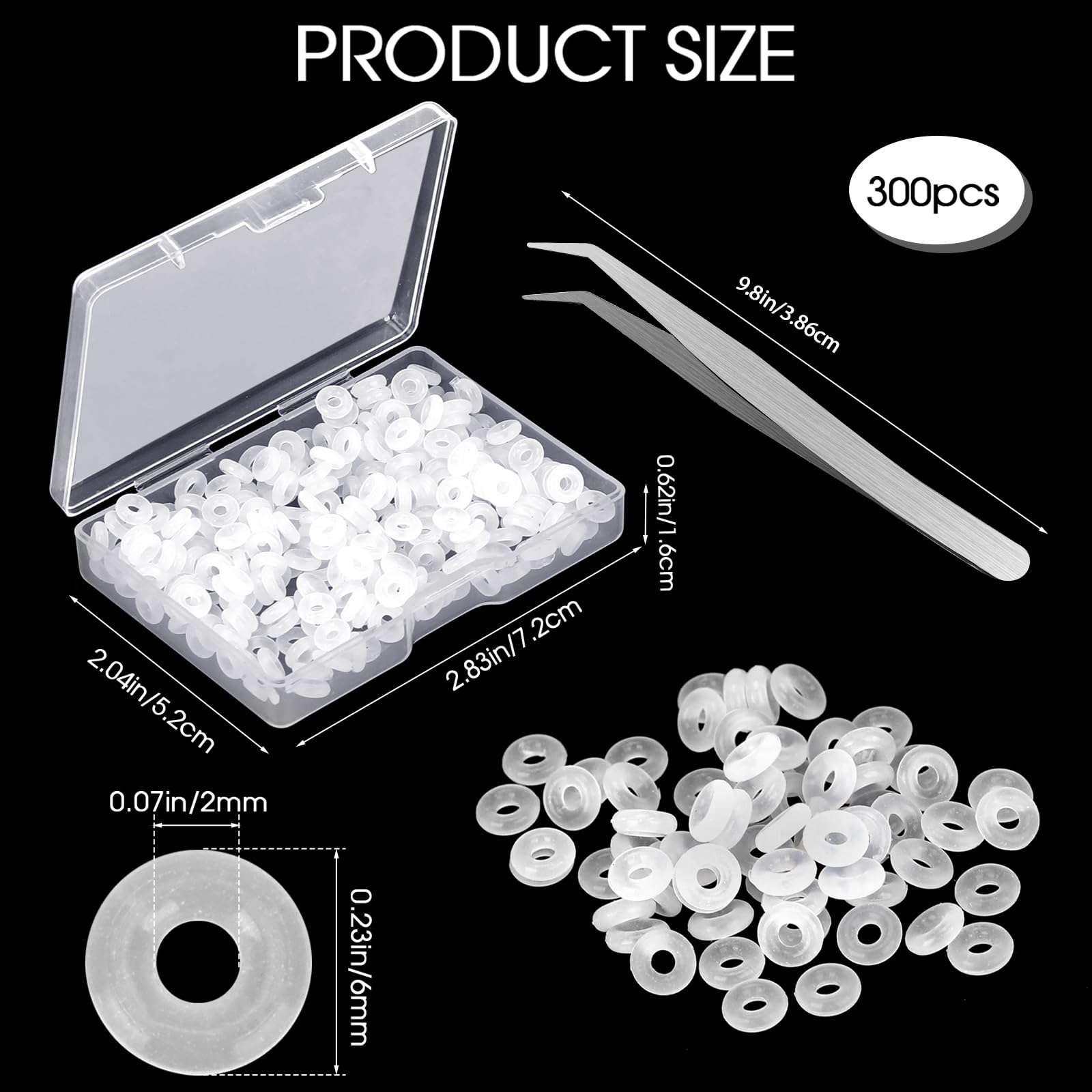 300 PCS Stopper Beads for Bracelets Beads Stopper Spacer Rubber Charm Bracelet Spacers Antiskid Locating Silicone Ring Spacer Beads Rings for Necklace DIY Jewelry Making Accessories with 1 Tweezers - Image 2