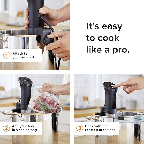 Miniatura 2 de Anova Culinary AN500-US00 Precision Cooker - Termostato de cocción para Sous Vide (WiFi), 1000 Watts | incluye Anova App, negro y plateado