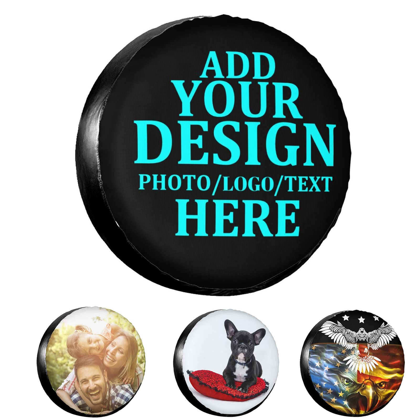 Custom Spare Tire Cover Design Your Own Picture Text Logo Personalized Waterproof Universal Wheel Tire Protector Fit for for Many Vehicle (15 inch)