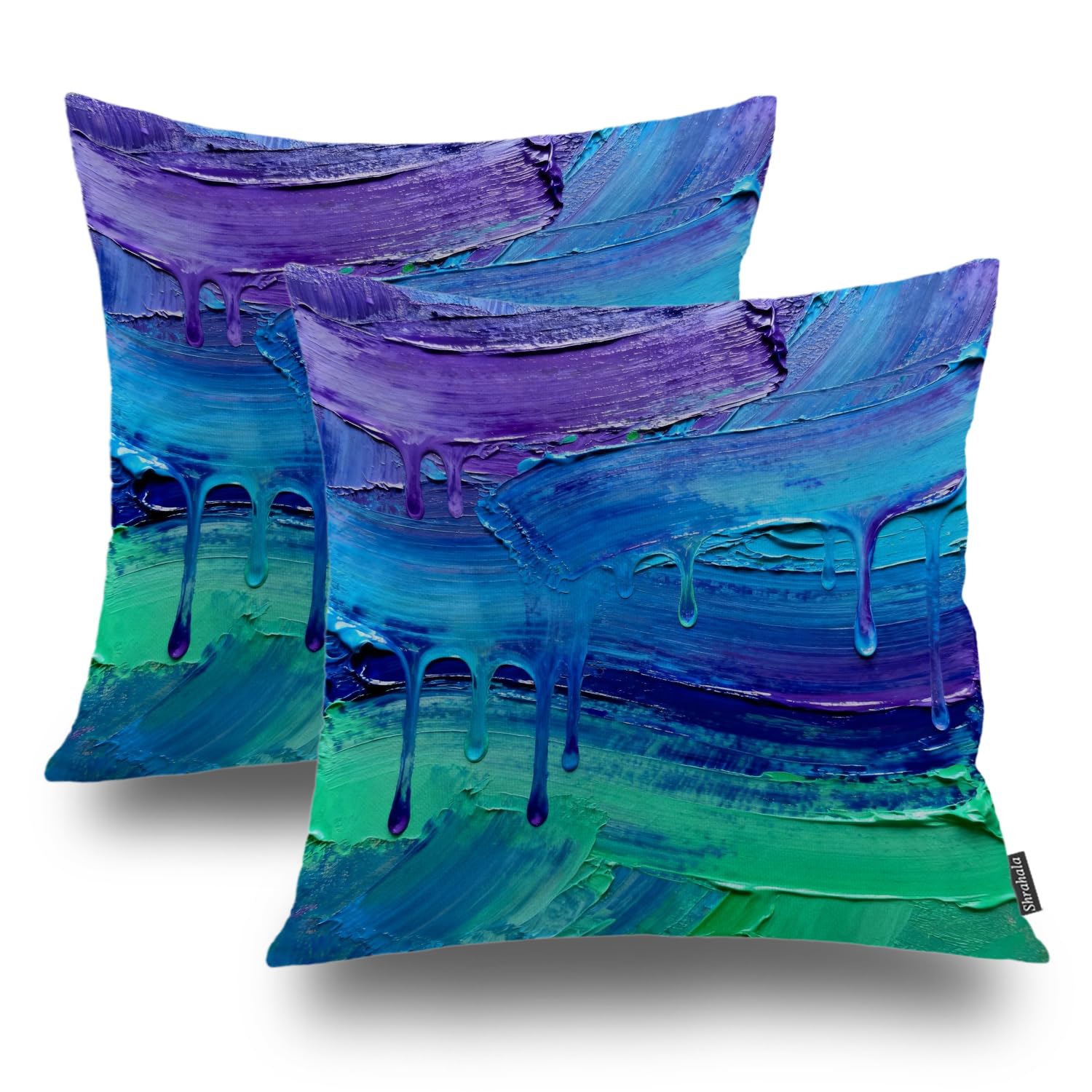 Coussin extérieur imperméable rose abstrait en lin lot de 2