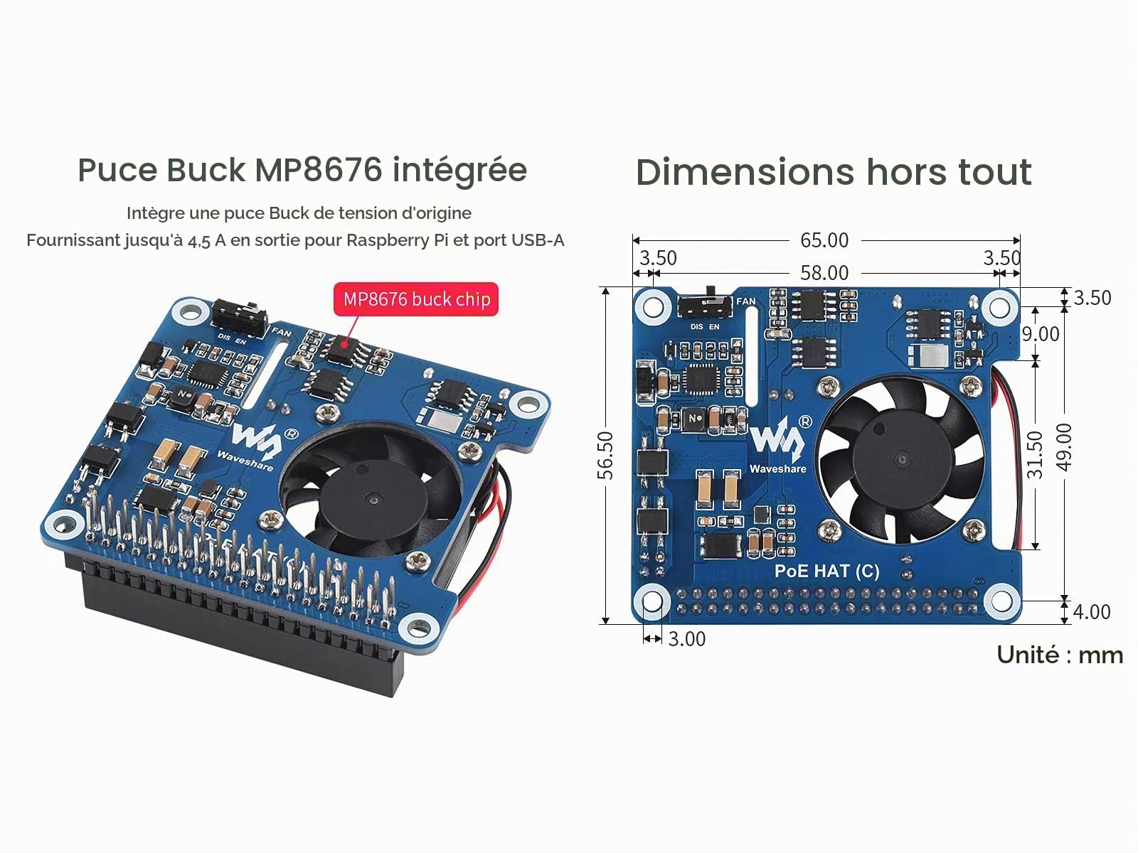 POE Hat for Raspberry Pi 4B 3B+,802.3af/at-Compliant,Power Over Ethernet Hat (C) Expansion Board for Raspberry Pi 3B+ 4B,with Cooling Fan and Heatsink