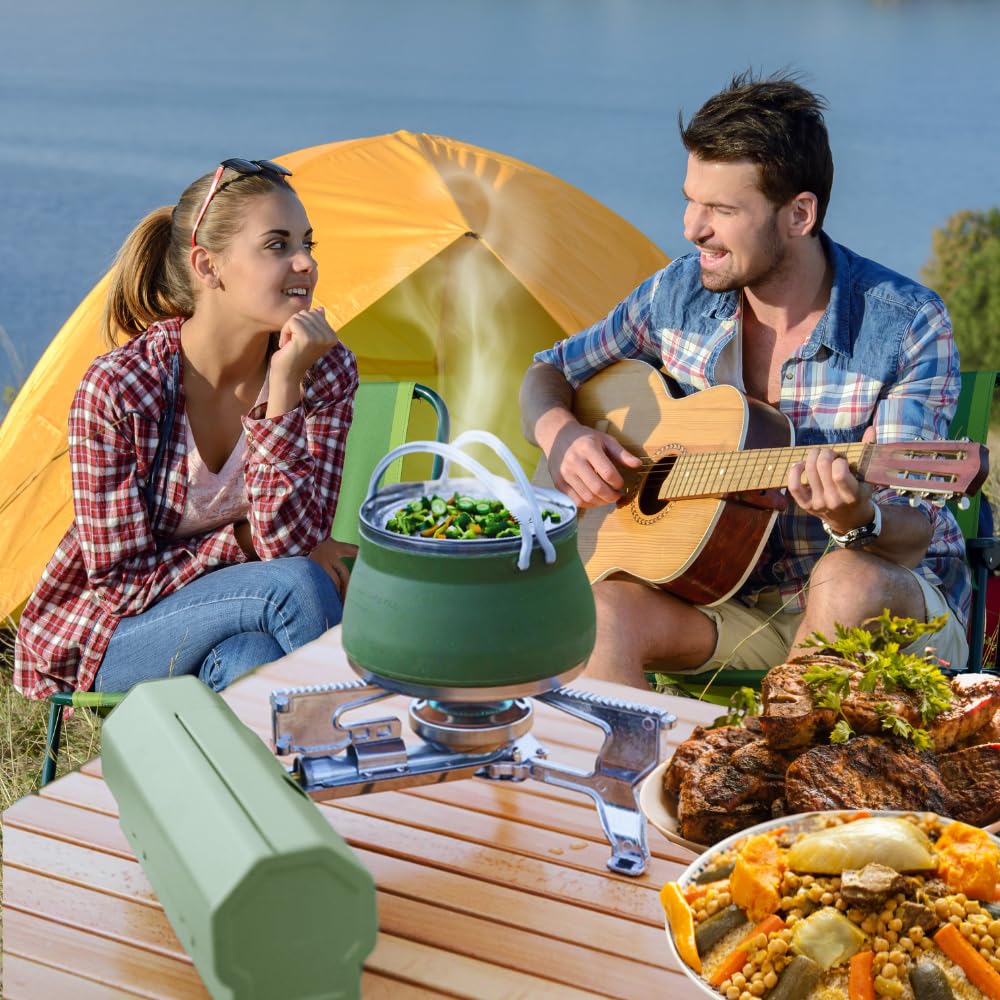 Pure 4Home - Camping Gas Portatil Plegable con Encendido | Hornillo Camping Compacto 2600W | Cocina de Gas Portátil Butano | Compatible Cartucho Universal | Ideal Caravanas, Emergencias, Exterior