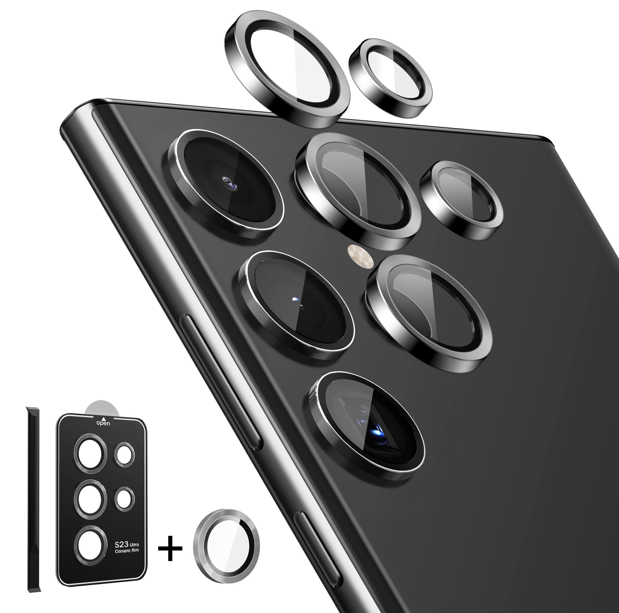 i-Blason Camera Lens Protector for Samsung Galaxy S23 Ultra, [9H Tempered Glass] Ultra-Thin Anti-Scratch Glass Camera Cover [Includes Easy Removal Tool] (Graphite)