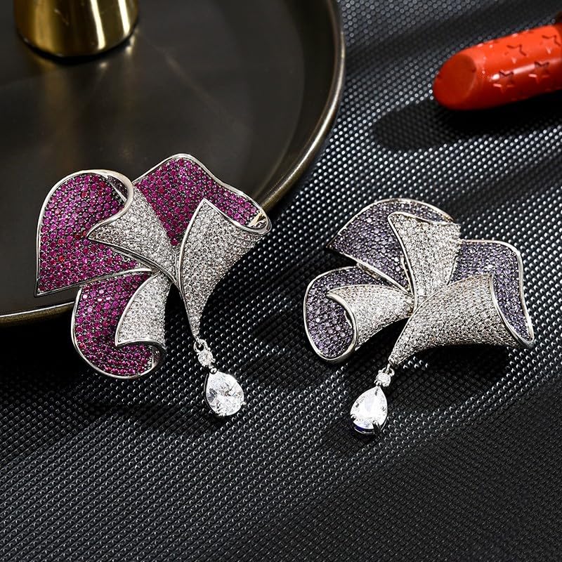 Image of Flower Brooch Pin - Rhinestone Flower Pin 18k Gold Plated - Thanksgiving Day, Birthday, Wedding Gifts for Mom, Wife