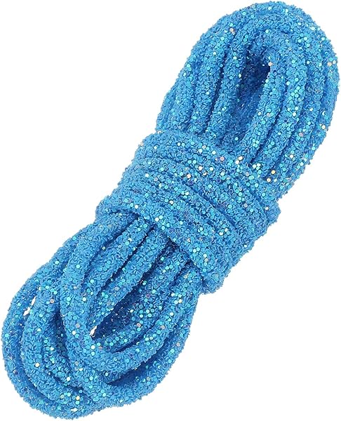 PATIKIL Sequins Rope, 5.5 Yard 6mm Sequins Rhinestone Tube Cord pour Wedding Dresses Earring Costume Clothing Shoes Jewelry DIY Crafts Making Accessory, Blue - 1