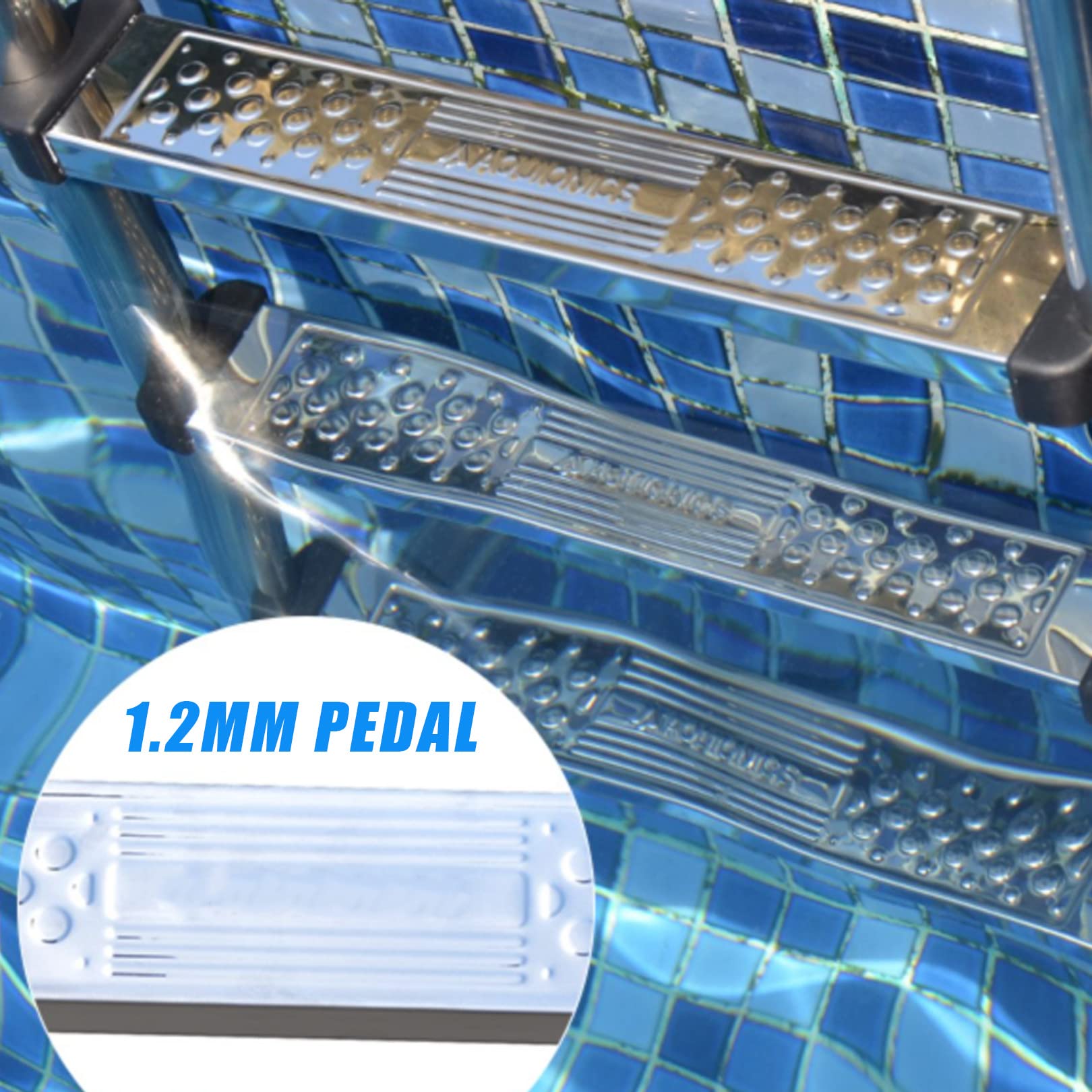 main courante de piscine Échelle de sécurité pour piscine, Échelle de piscine en acier inoxydable 304 à 2 marches, Escaliers de piscine antidérapants pour piscines creusées - montage facile tube ino