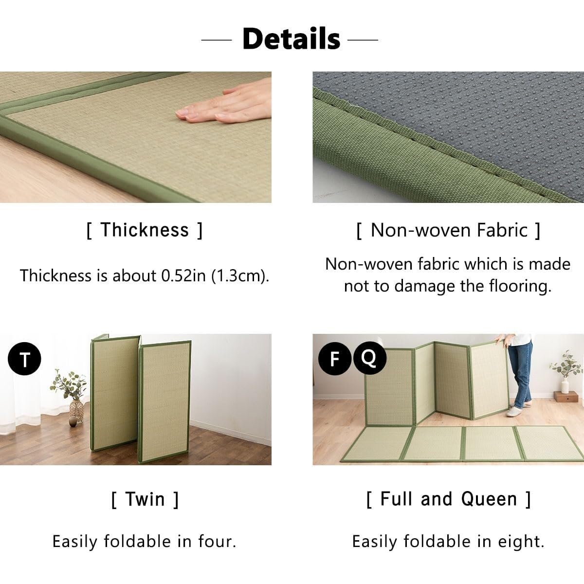 Tappetino Tatami Tradizionale Giapponese, Erba Naturale (non Tinta), Materasso Pieghevole Portatile, Materasso Futon Per Letto/spazio Di Meditazione/sala Yoga/zen/sala Da Tè Giapponese