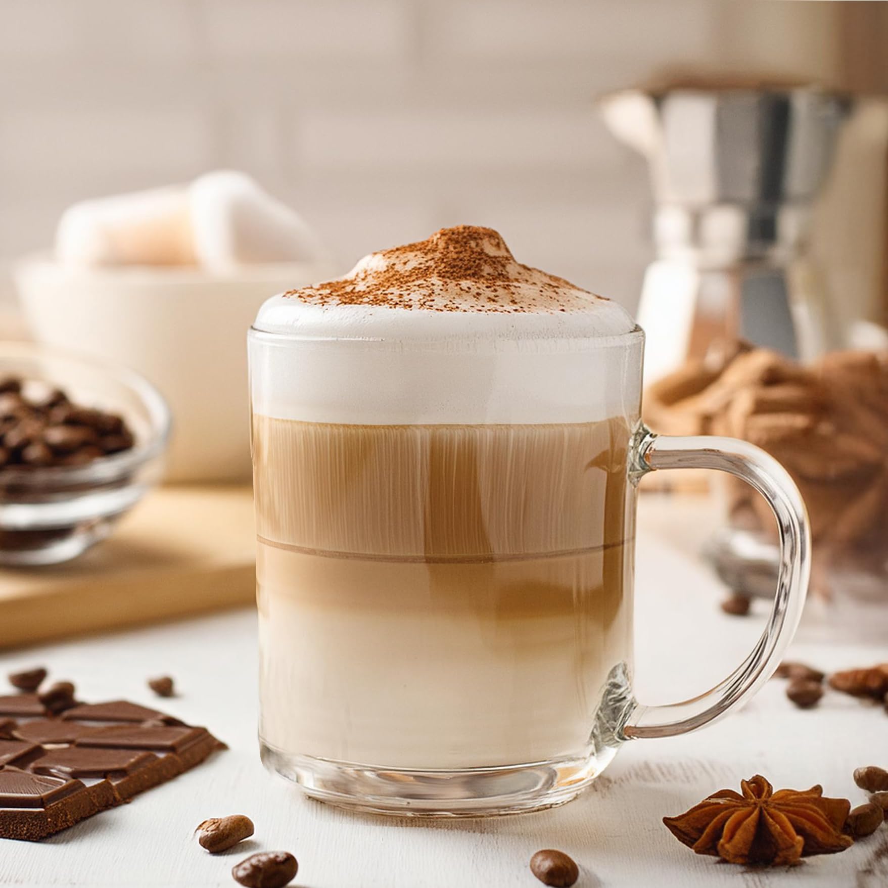 Glasmark Krosno Latte Macchiato Set di 4 bicchieri da tè con manico, bicchieri da dessert per acqua, caffè e vin brulé, 4 x 220 ml