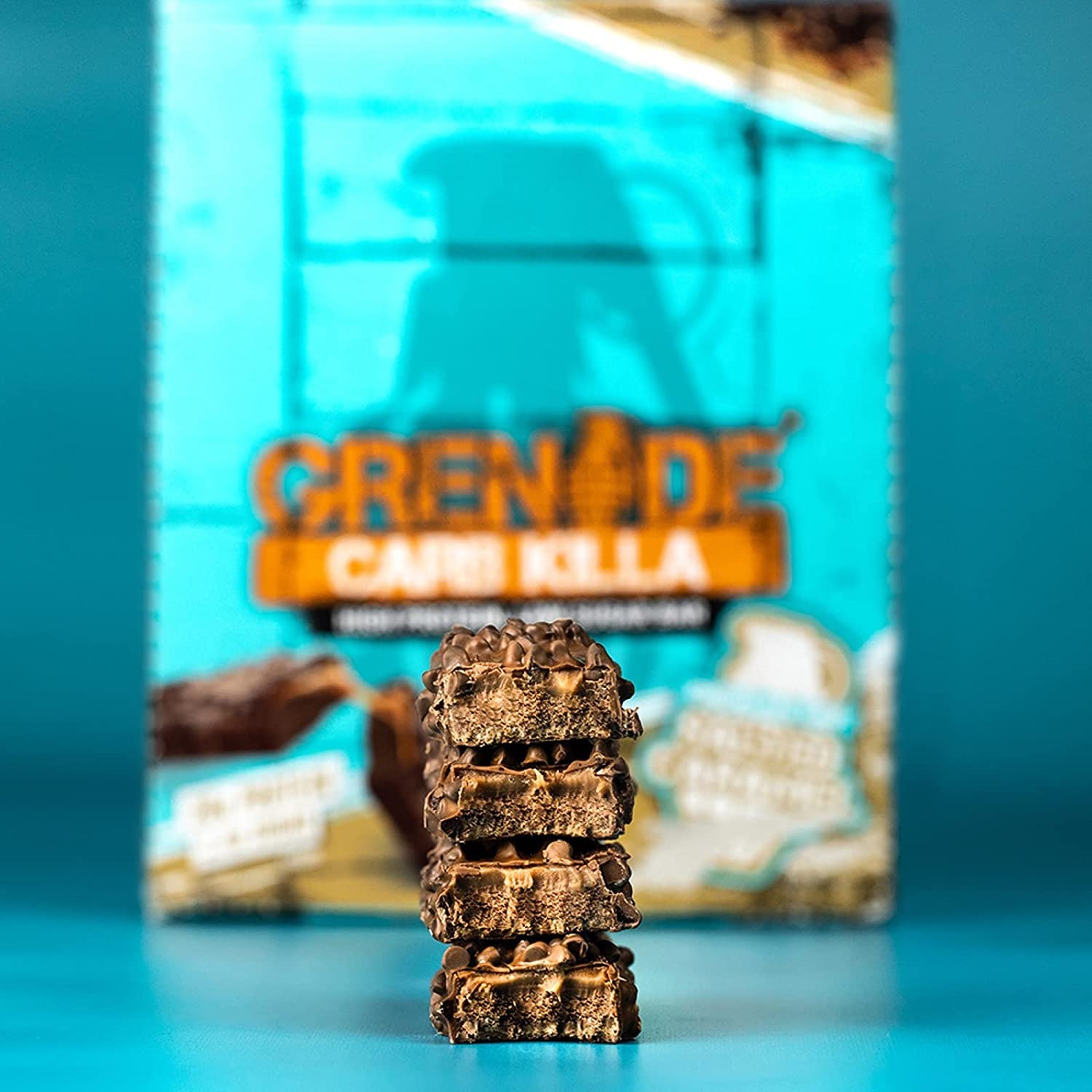 Grenade Carb Killa High Protein and Low Carb Bar, 12 x 60 g - Chocolate Chip Salted Caramel