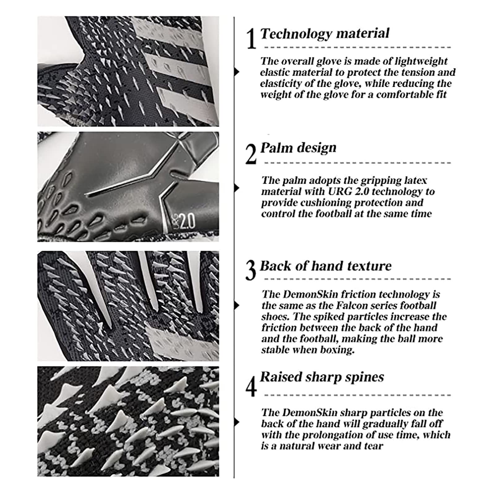 Amazon | サッカーゴールキーパーグローブ サイズ6-10 保護