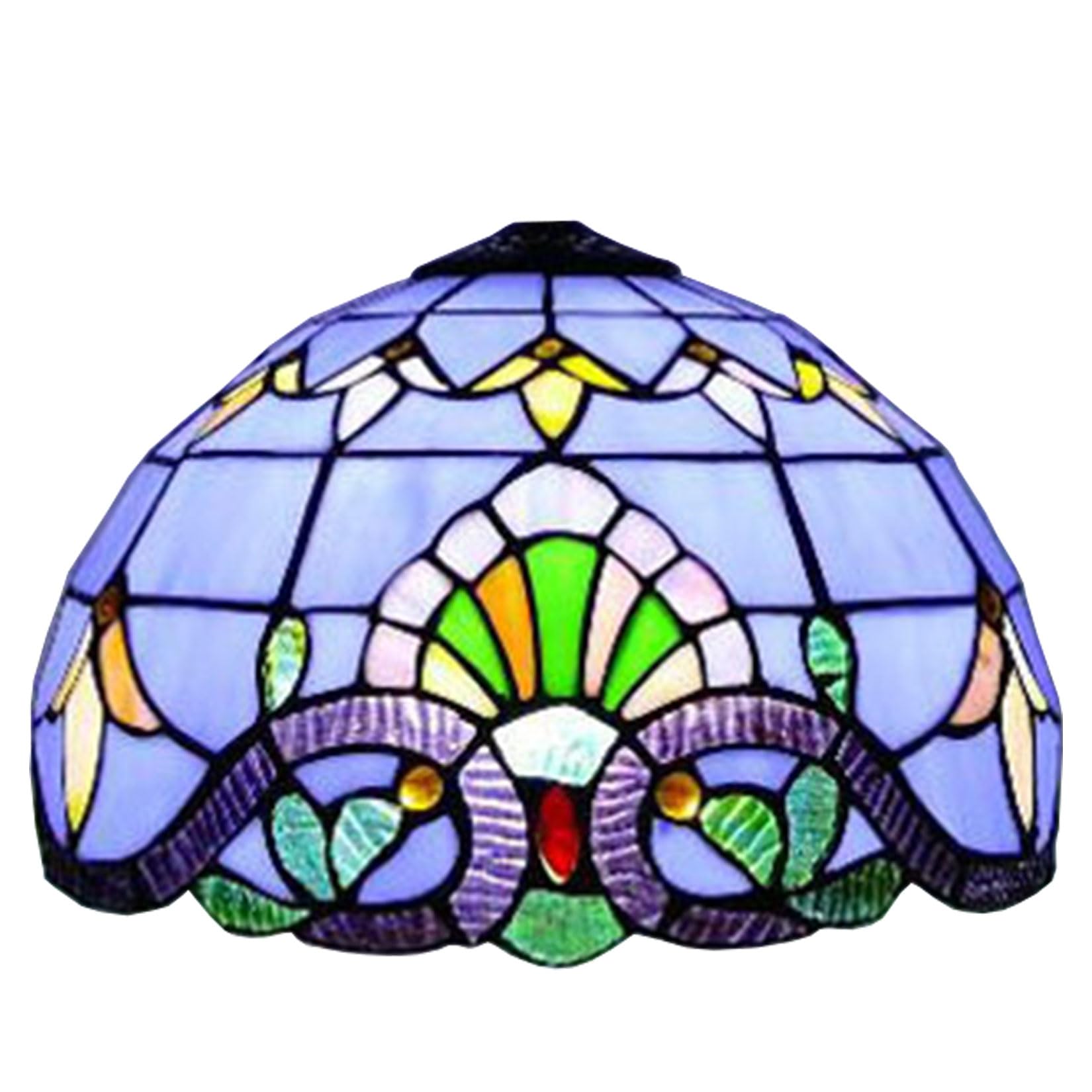 Botowi Blue/Light Tiffany Stained Glass Lamp Shade Replacement Baroque Style Lampshade Only With Cap Fit For Table Lamp Pendant Floor Lamp Ceiling Fixture,12 In