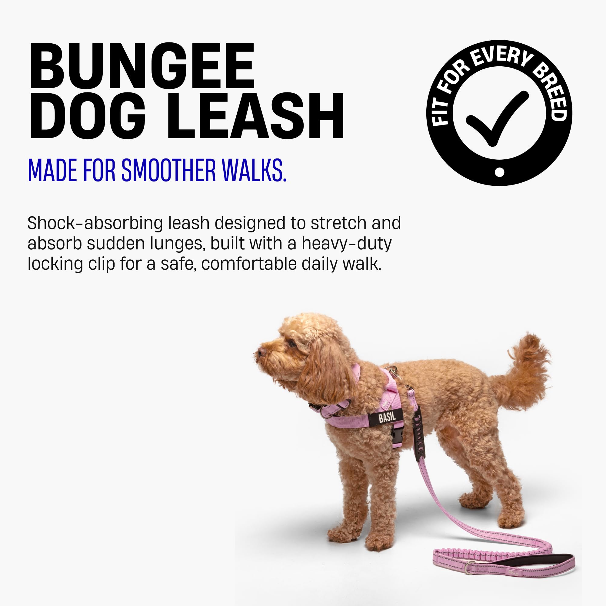 Dog Friendly Co. Correa elástica para perro, absorbe los golpes (camuflaje rosa, regular)