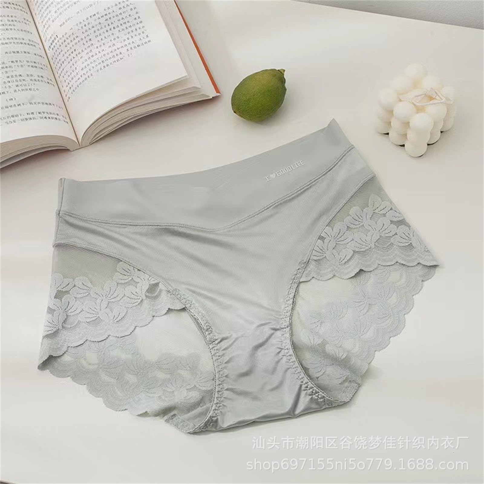 Culotte Hipster Donna Pizzo Donna Sexy di Grandi Dimensioni French Satin Mid-Vita Mutandine 3 Confezioni-E-40-55 kg