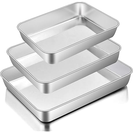E-far Baking Pans Set of 3: Enduring Stainless Steel Cake Pans