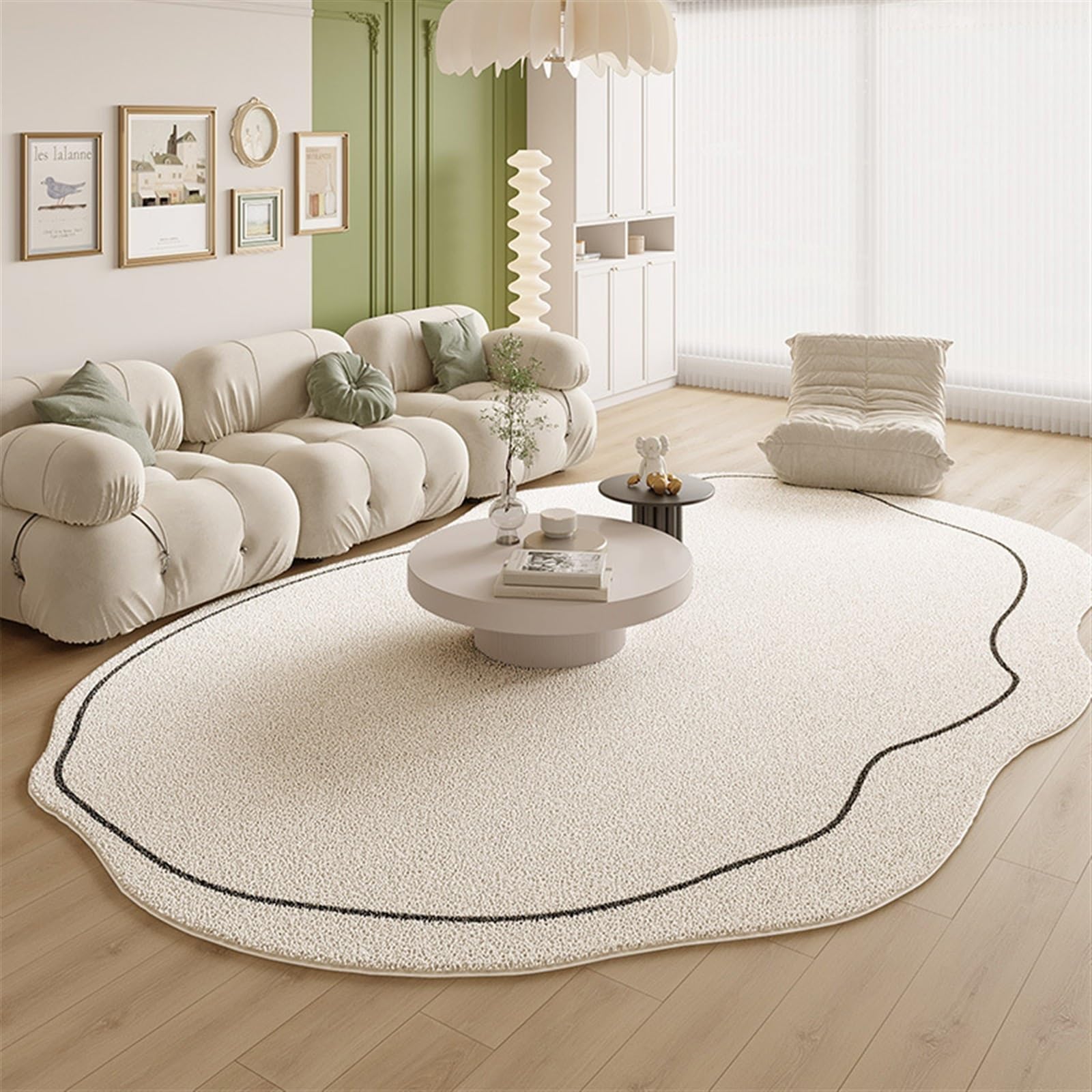 Tapis imprimé élégant de forme irrégulière pour le salon et la décoration de la maison, design unique, texture douce, parfait pour une décoration moderne