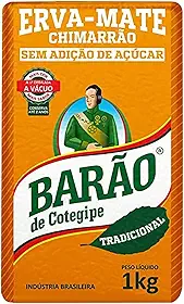 Erva-Mate Tradicional A Vácuo Barão 1Kg, Erva Mate Tradicional Padrão Gaúcho Para Chimarrão, Laranja, Sabor Autêntico Da Pátria Gaúcha, Folhas Nativas Selecionadas, Tradição E Qualidade Desde 1951