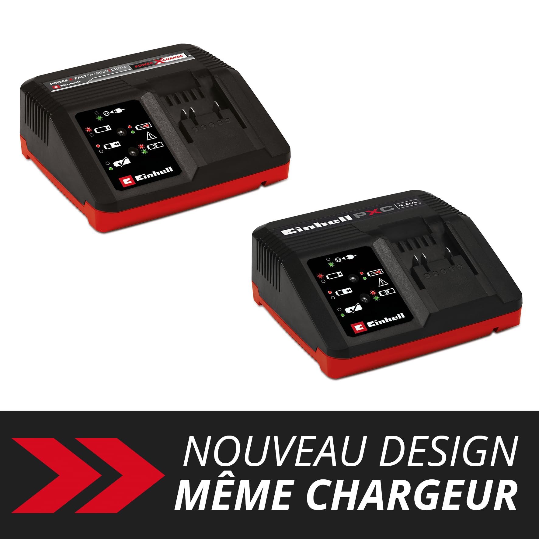 Einhell Chargeur Rapide Power X-Change (18V, Lithium-ION, 200-260V, 50-60 Hz, Charge Rapide 4 A, contrôle de la Batterie pour Un processus de Charge Optimal)