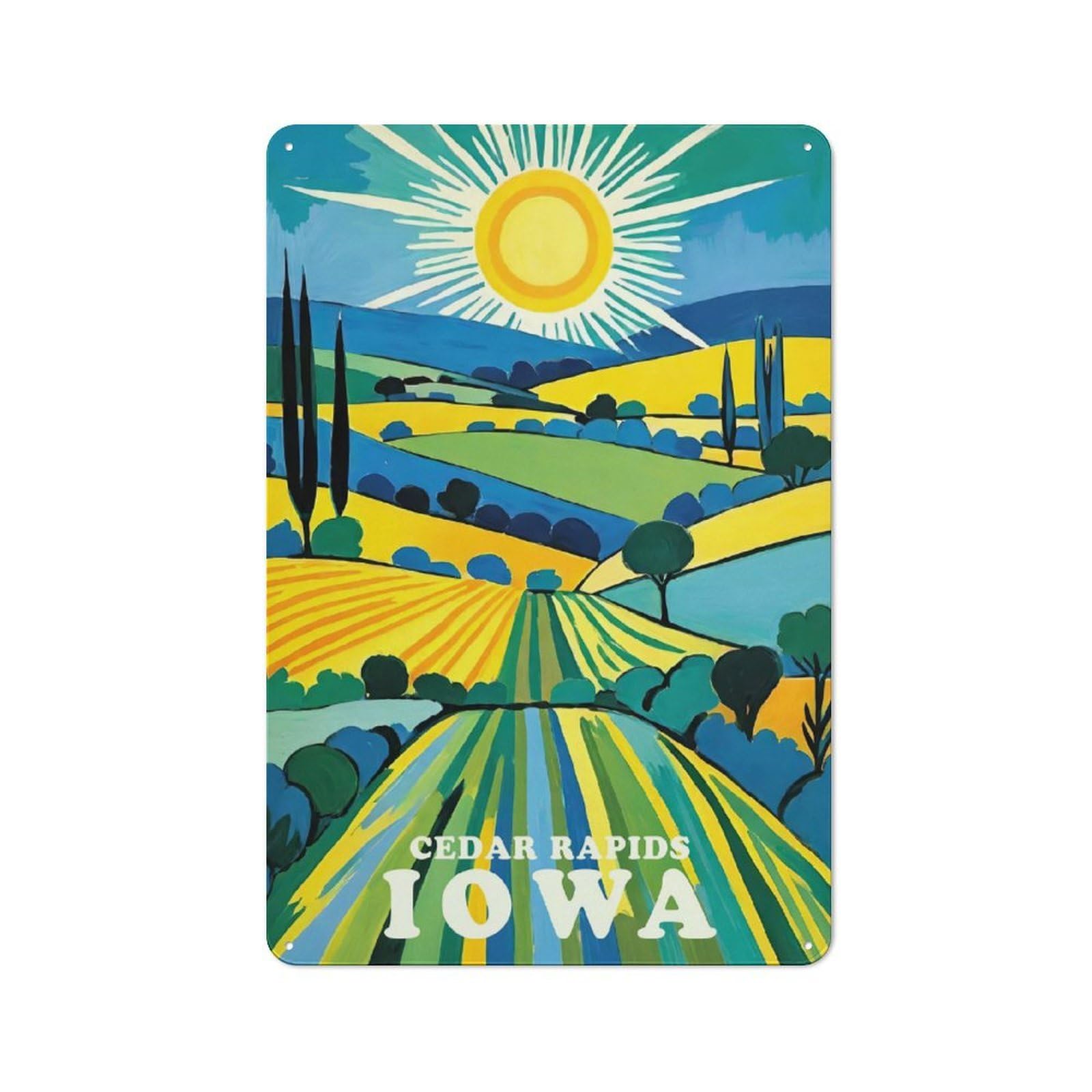 Junmoney Style-12 Metal Wall Sign 30X20cm Featuring Pure Iowa Sunshine For Café Or Home Bar, For Collectors Decorating Cafés And Home Bars